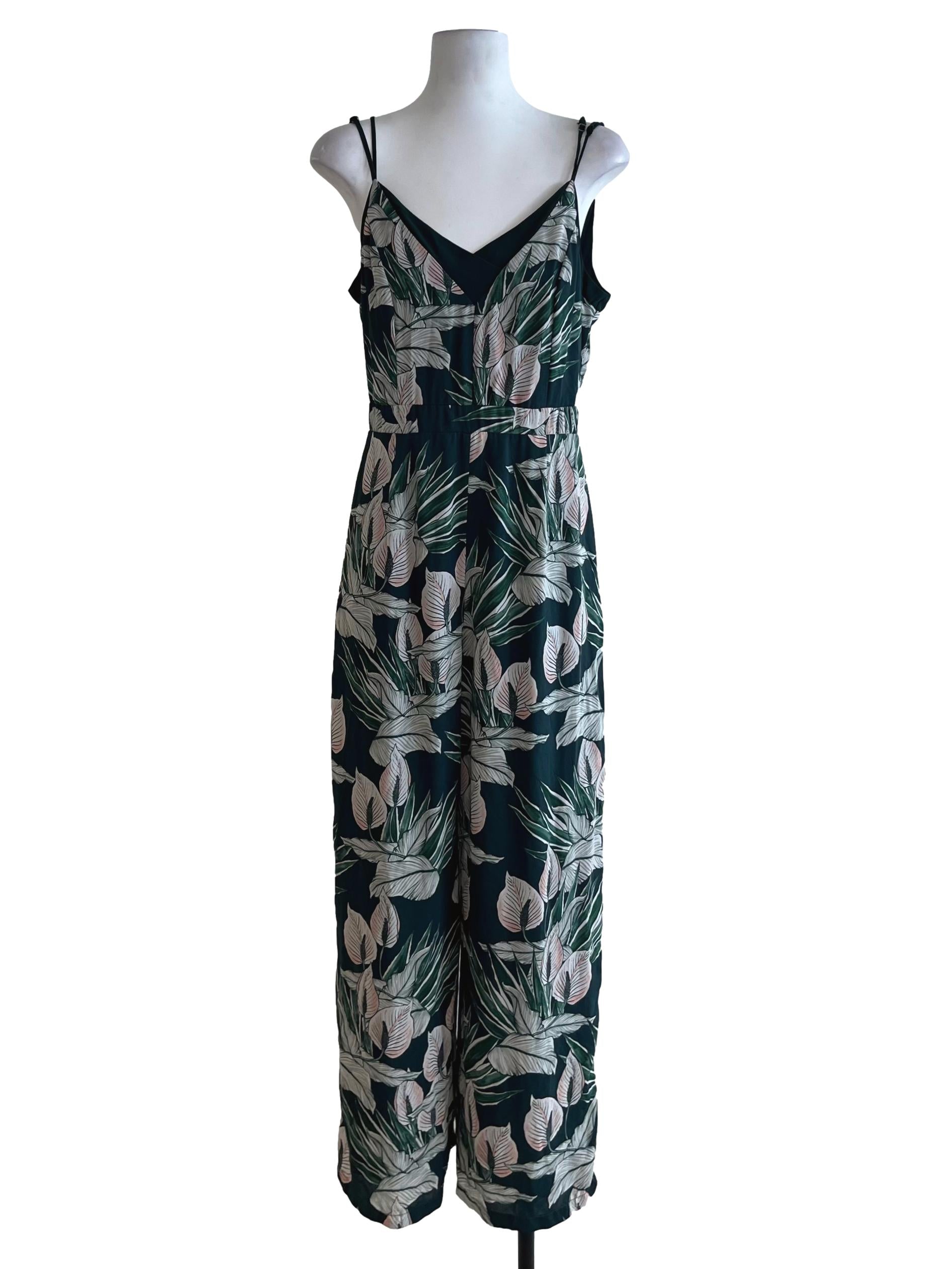 Pine Green Floral Jumpsuit