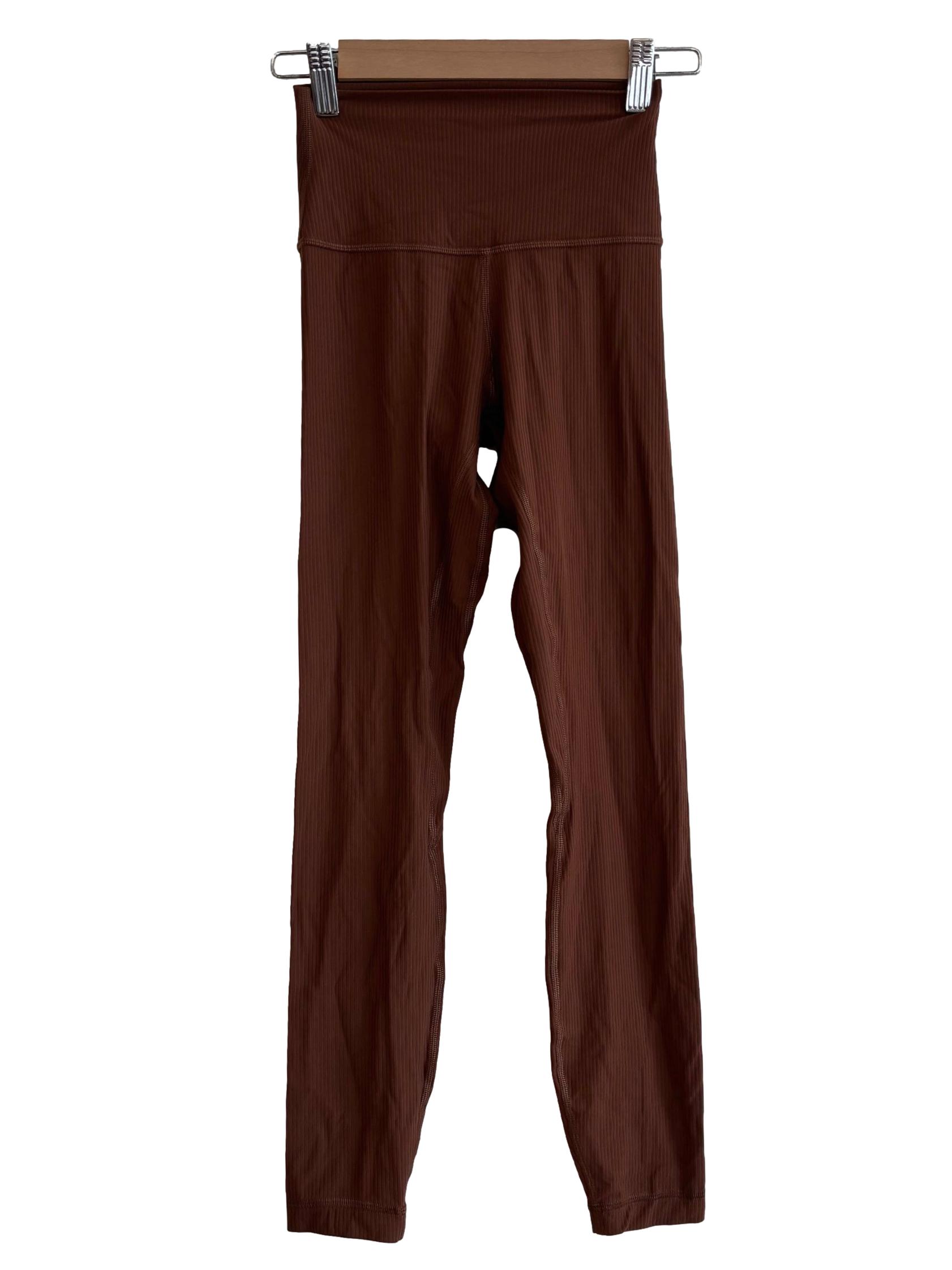 Tan Brown Ribbed Leggings