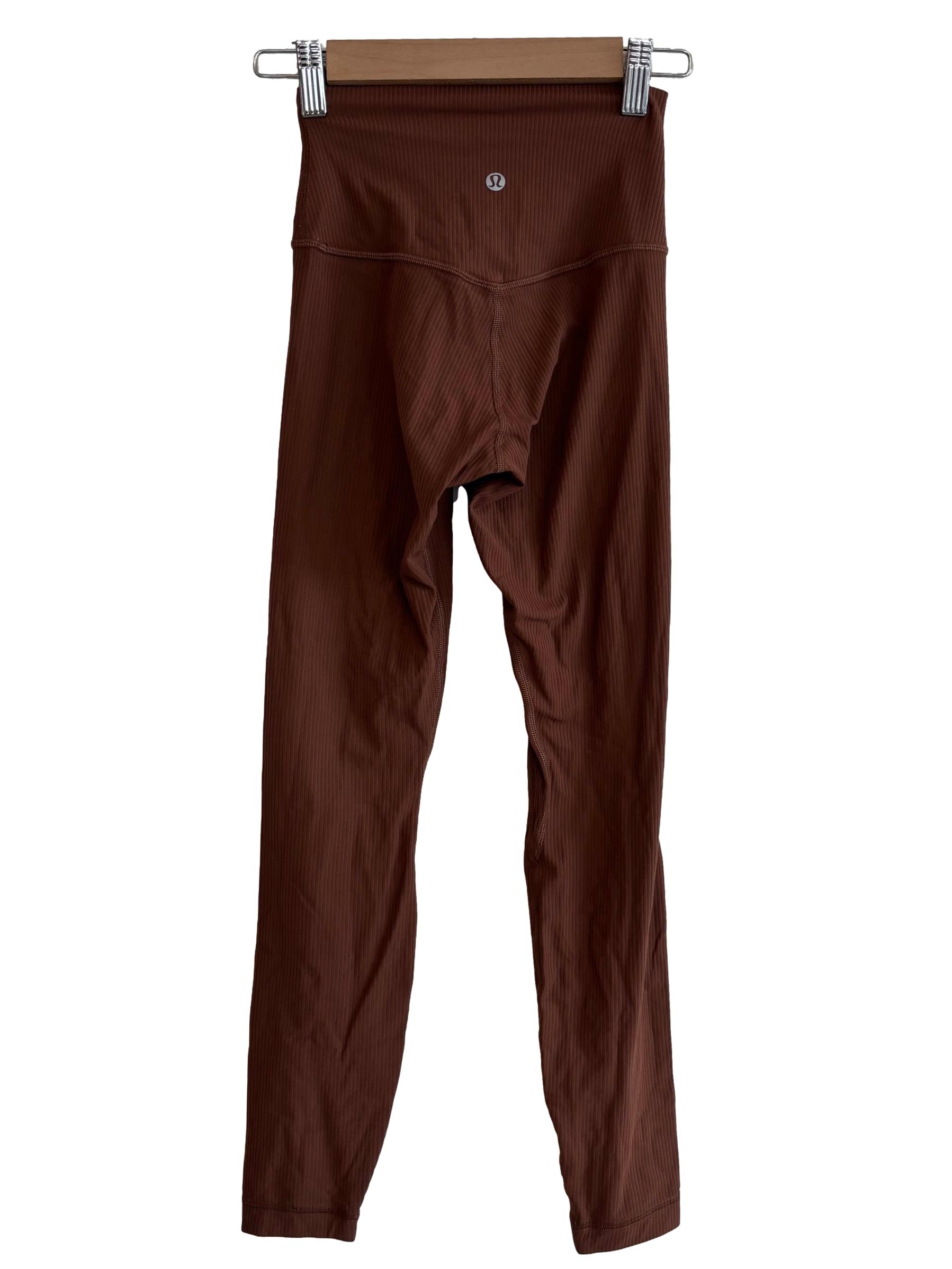 Tan Brown Ribbed Leggings