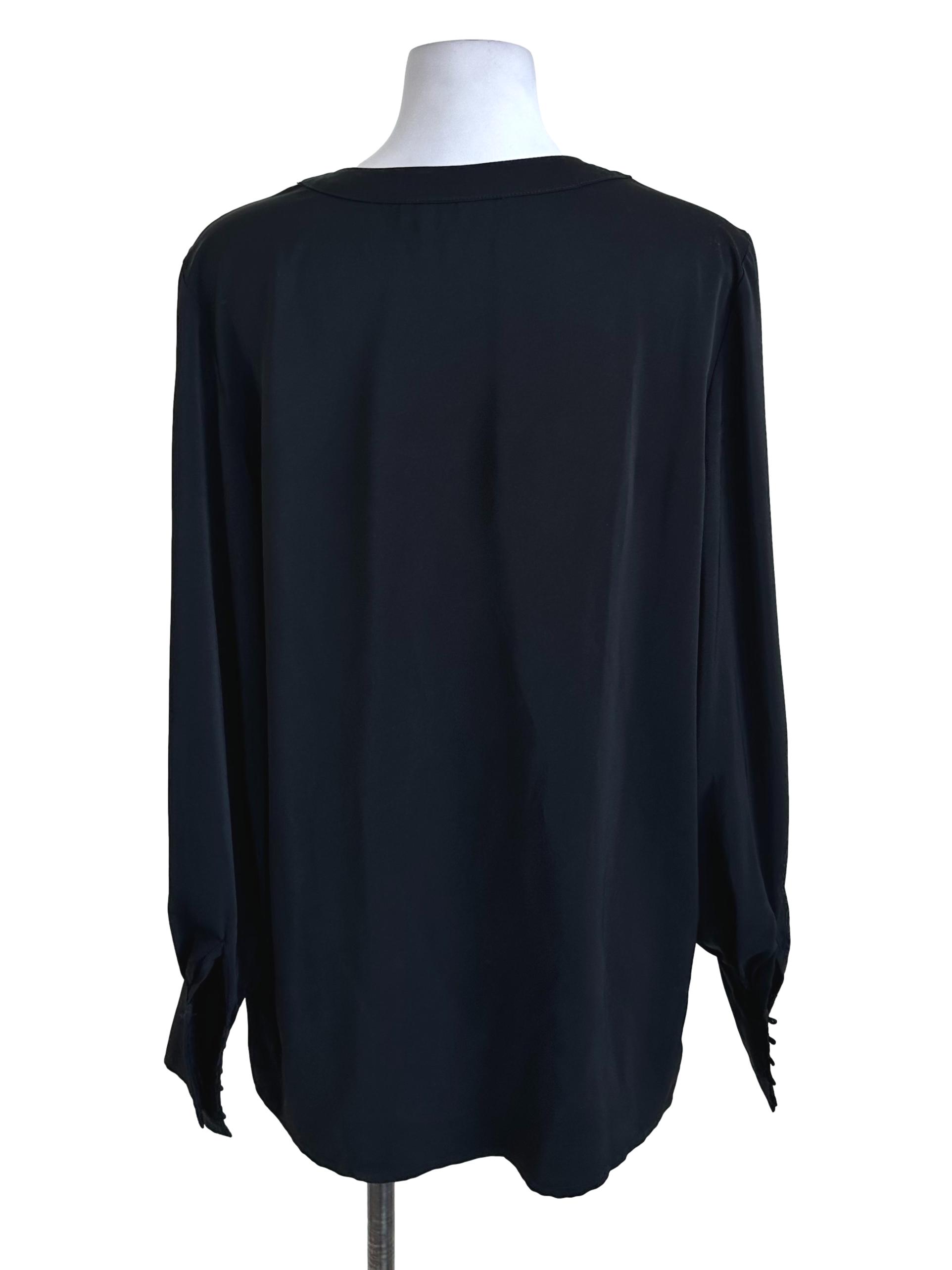 Black Button Long Sleeve Top