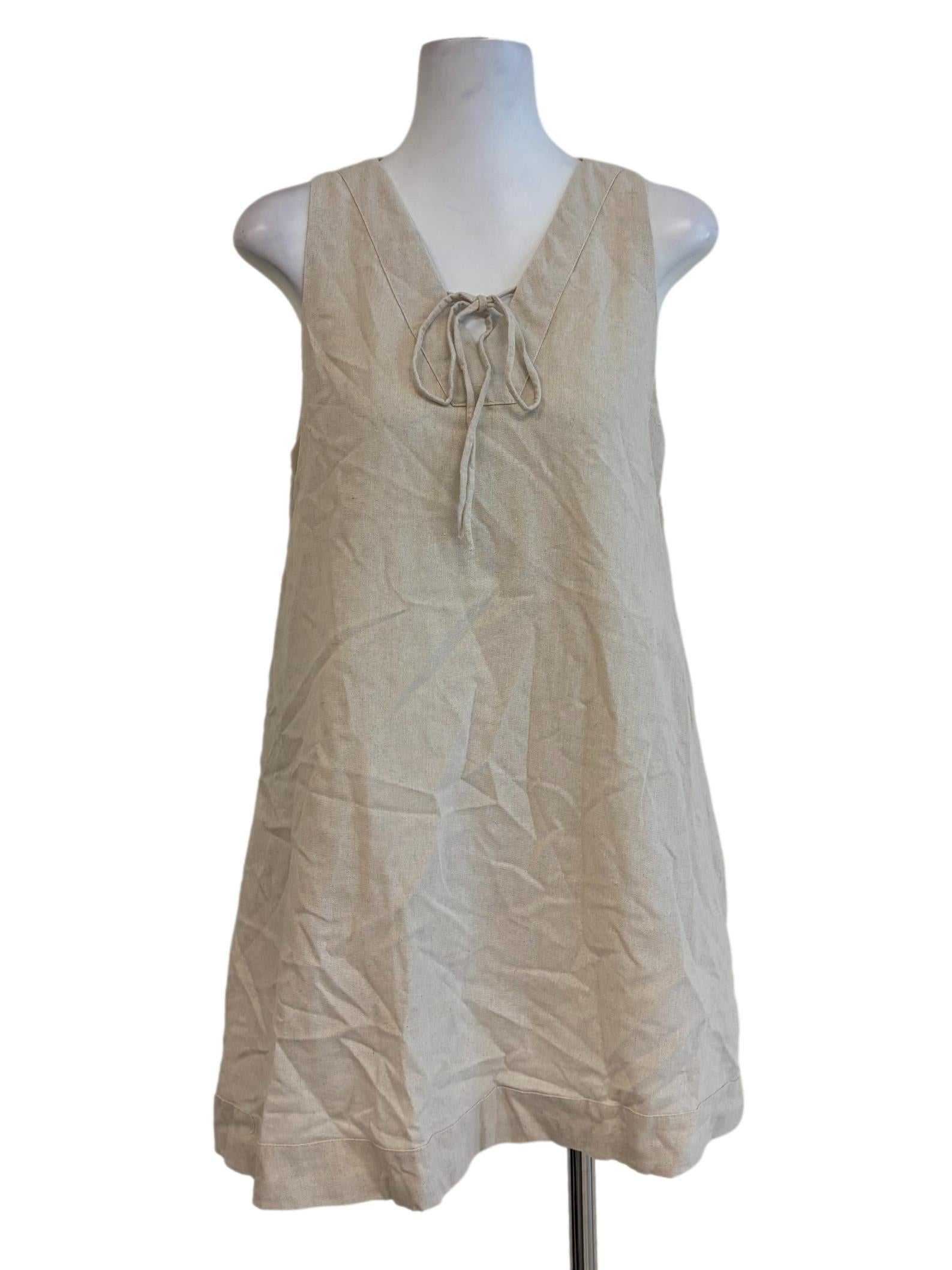 Eggshell V-Neck Sleeveless Dress
