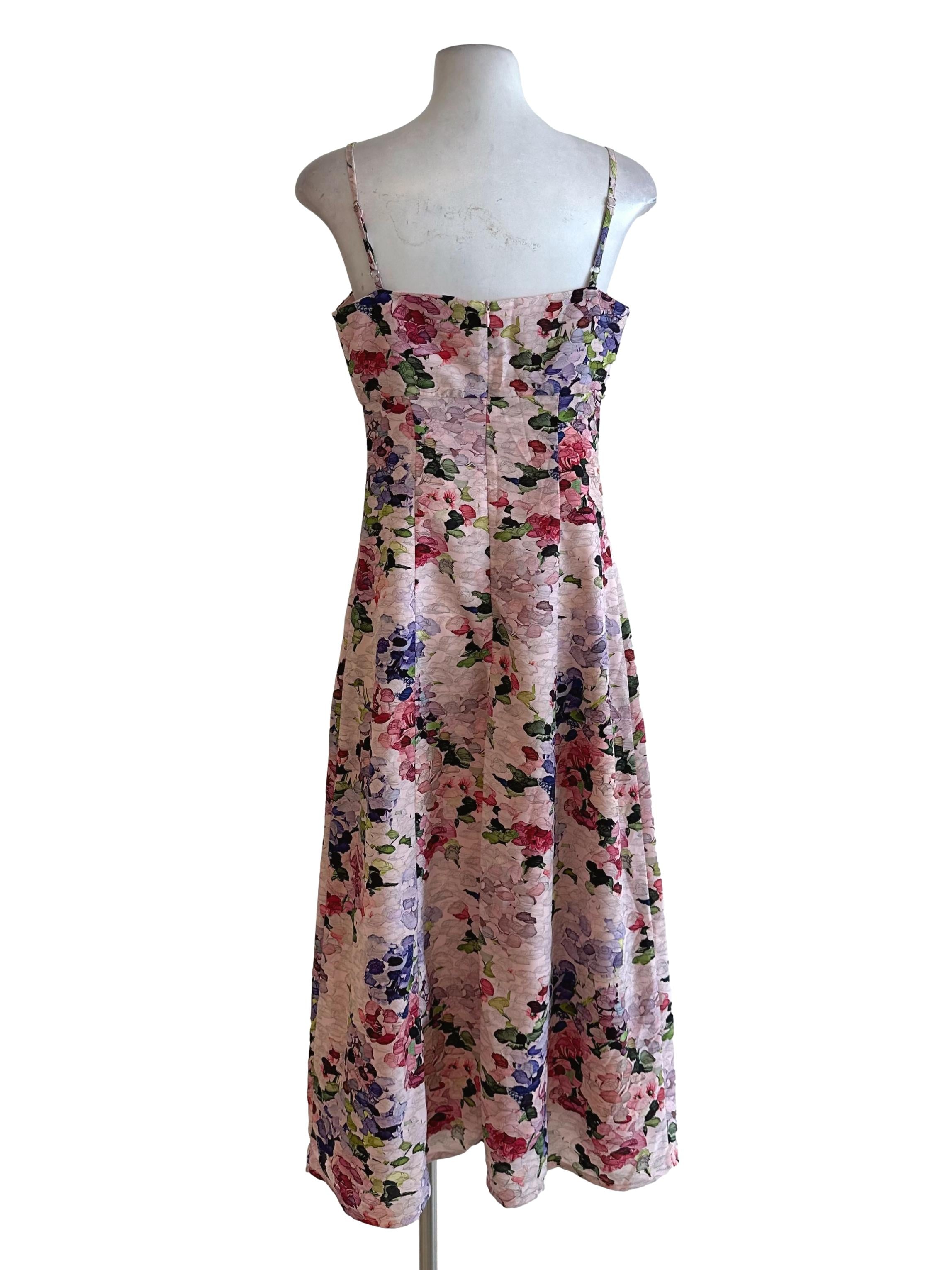 Light Pink Floral Pattern Slit Dress
