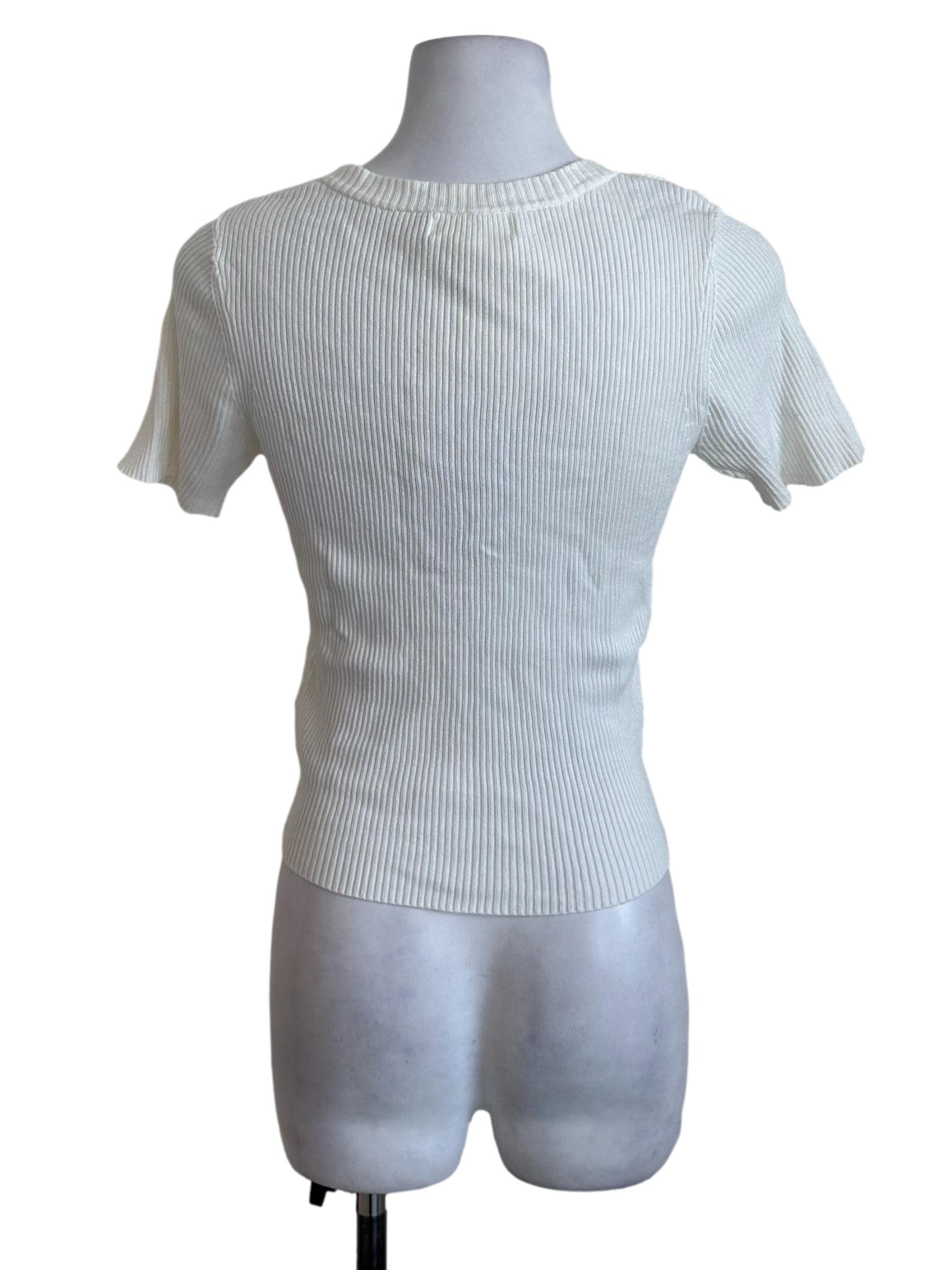 Pearl White Knit Square Neck Top