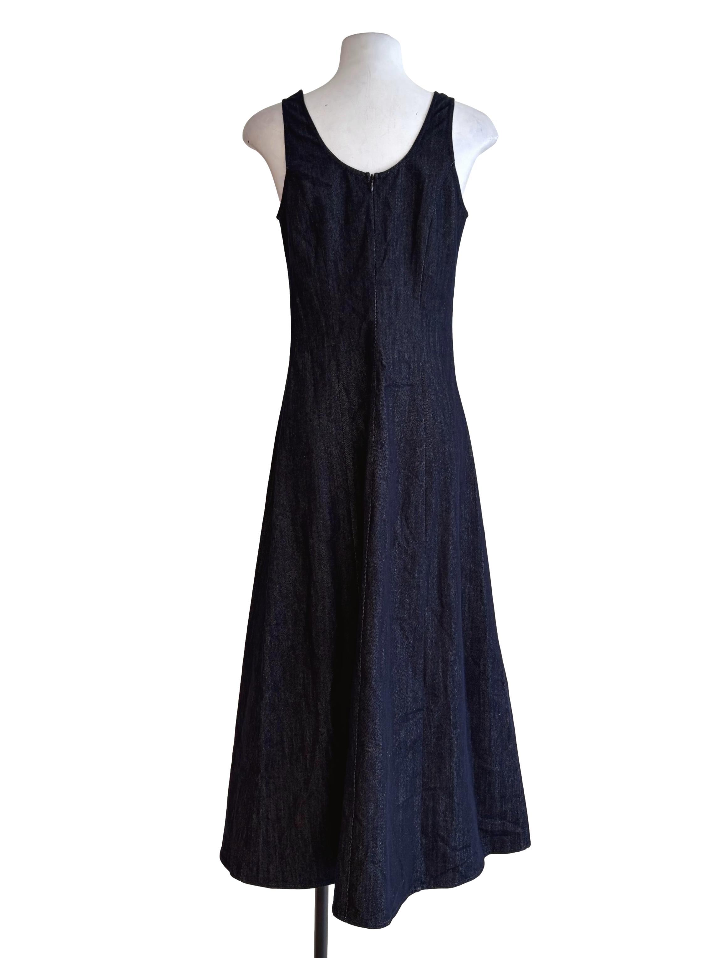 Denim Blue Button Down Sleeveless Bodycon Dress