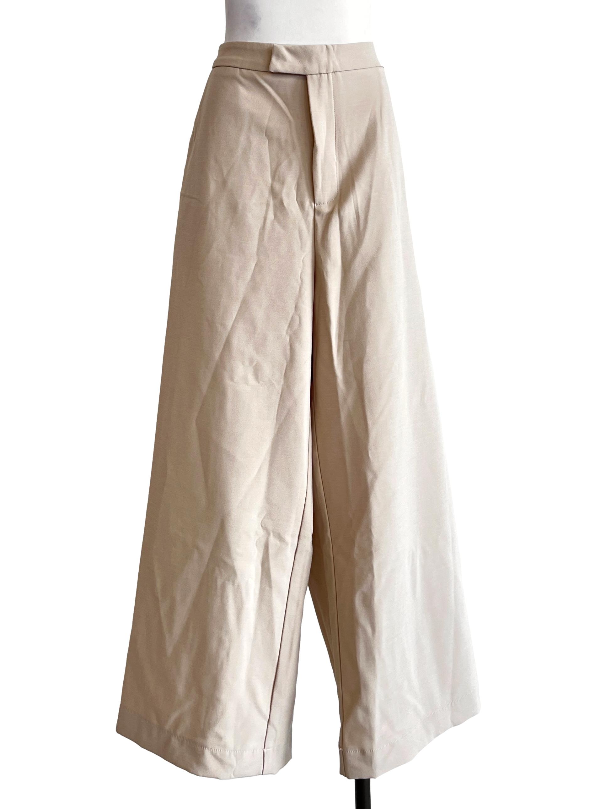 Beige Brown Wide Leg Pants