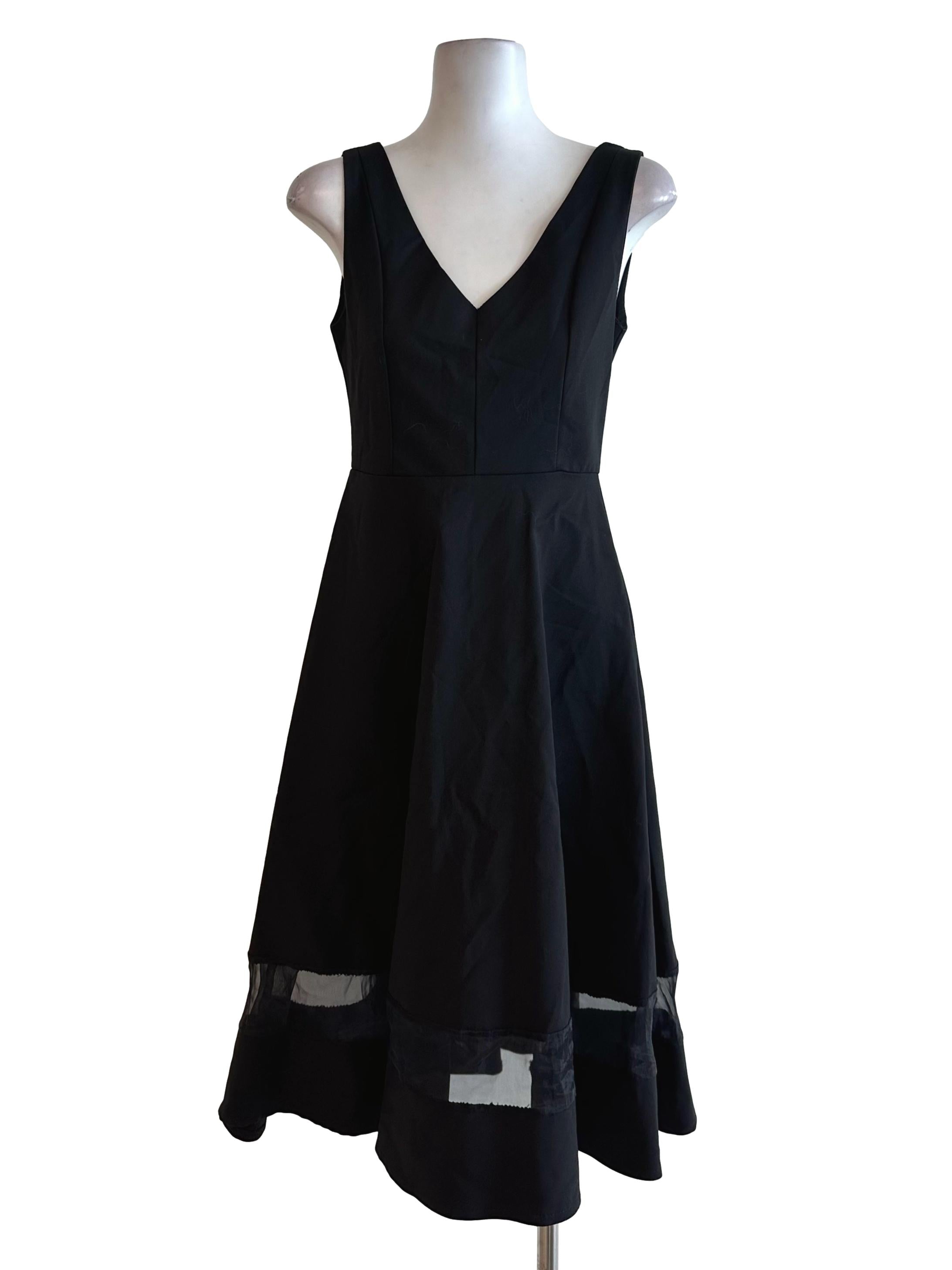 Raven Black V Neck A Line Dress