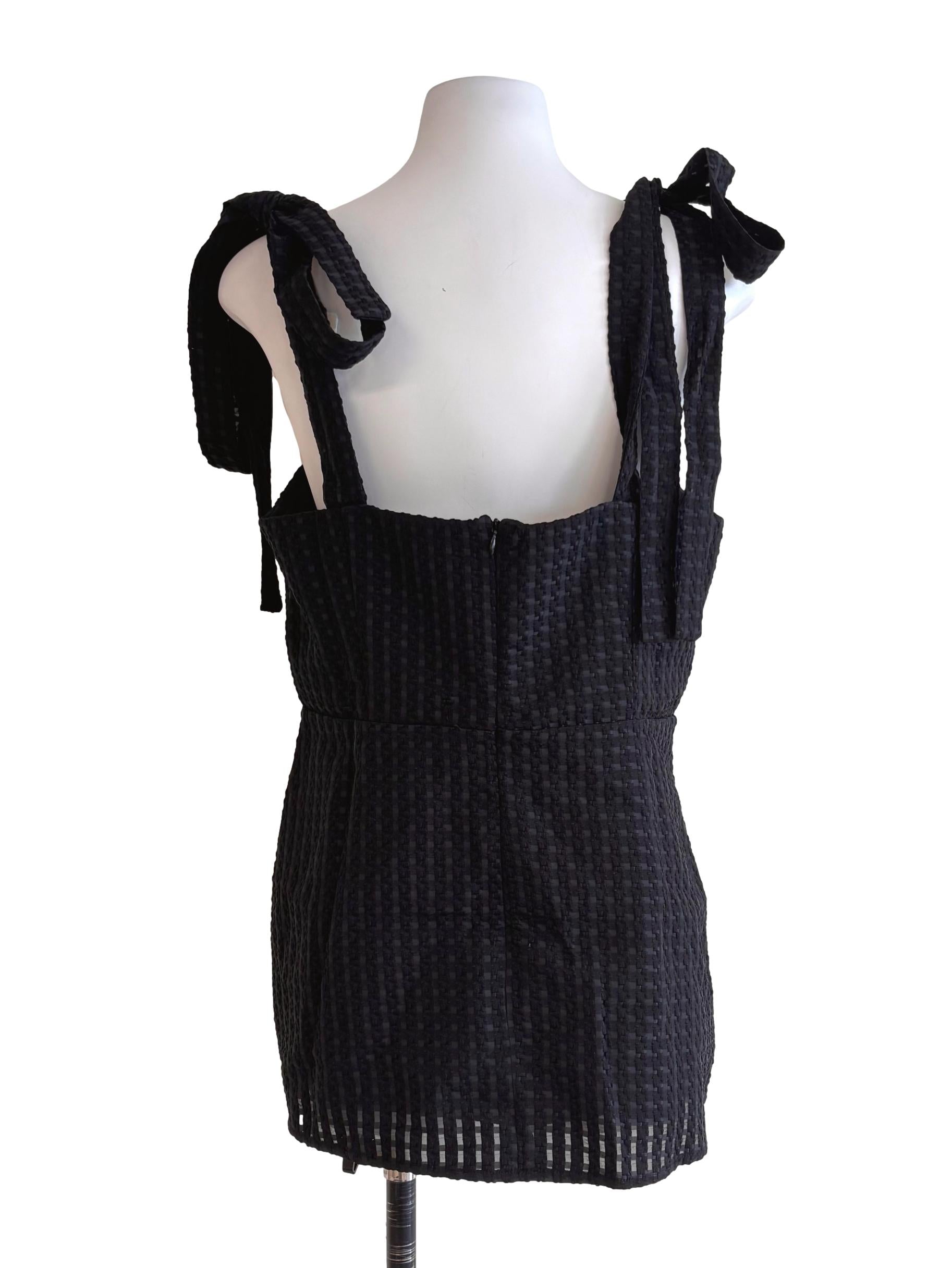 Jet Black Patterned Tie Strap Top