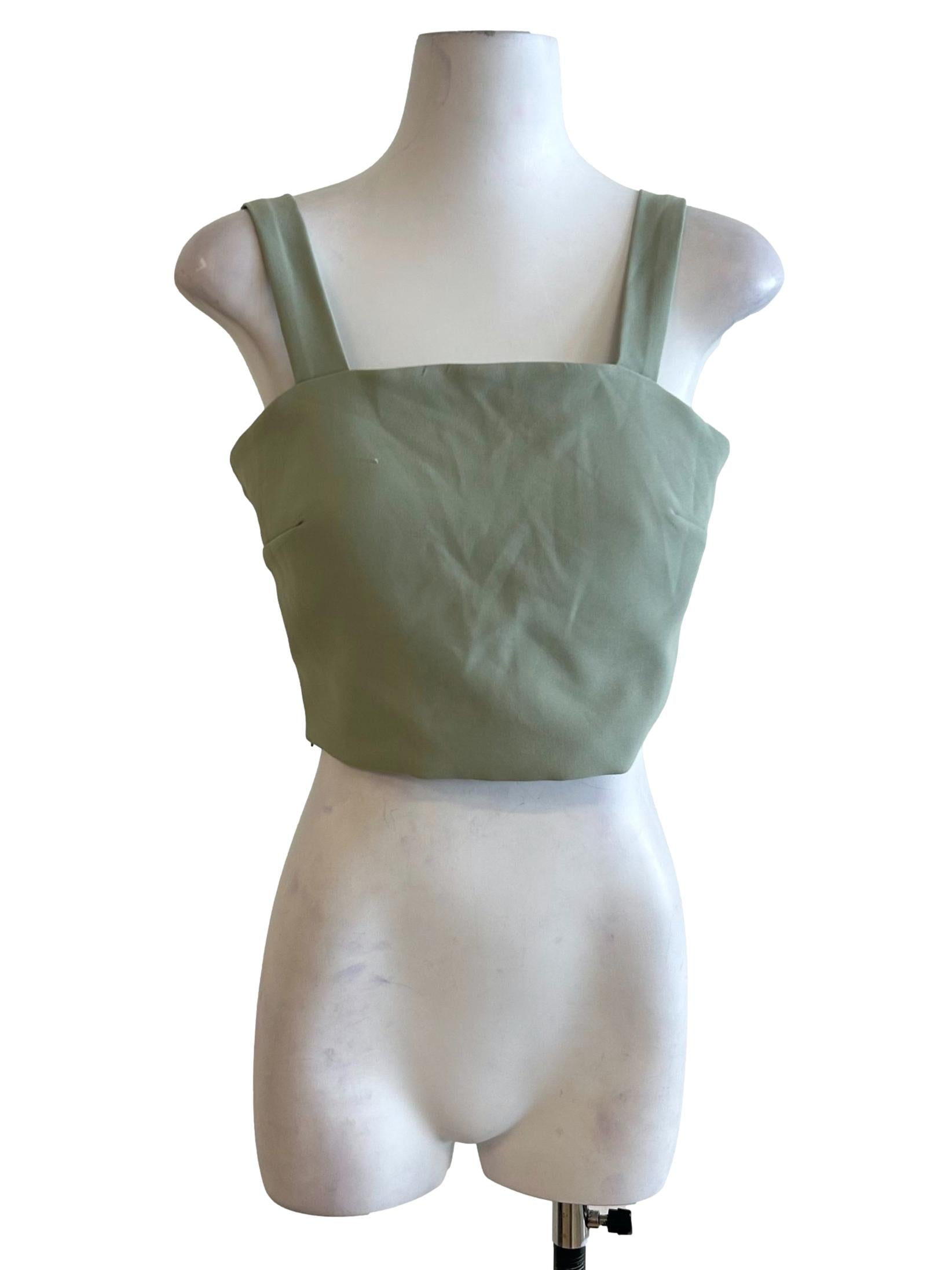 Olive Green Thick Strap Crop Top