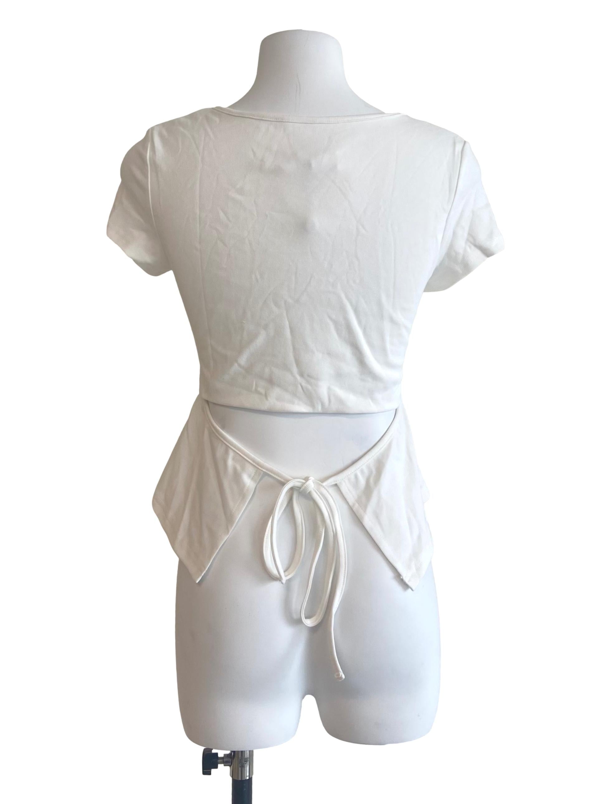 White Twill Square Neck Top