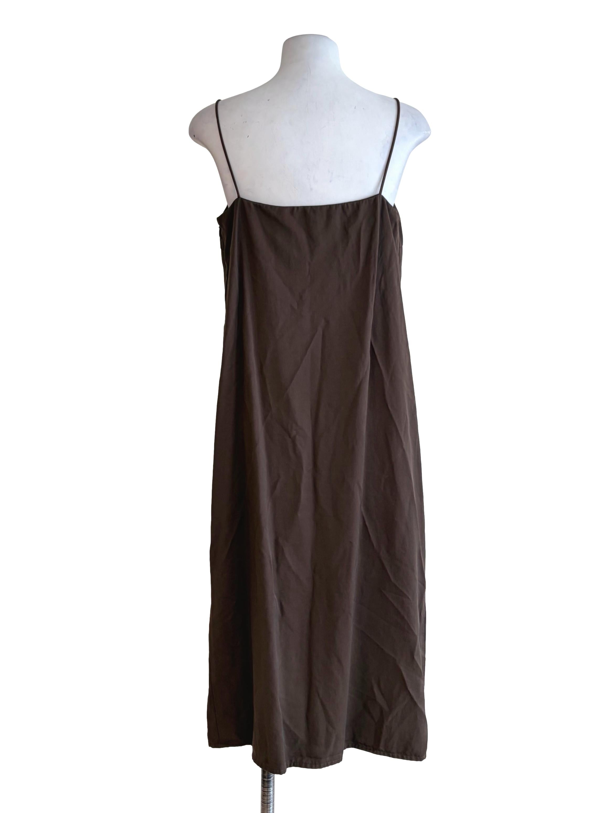 Coffee Brown Spaghetti Strap Slip Dress LB