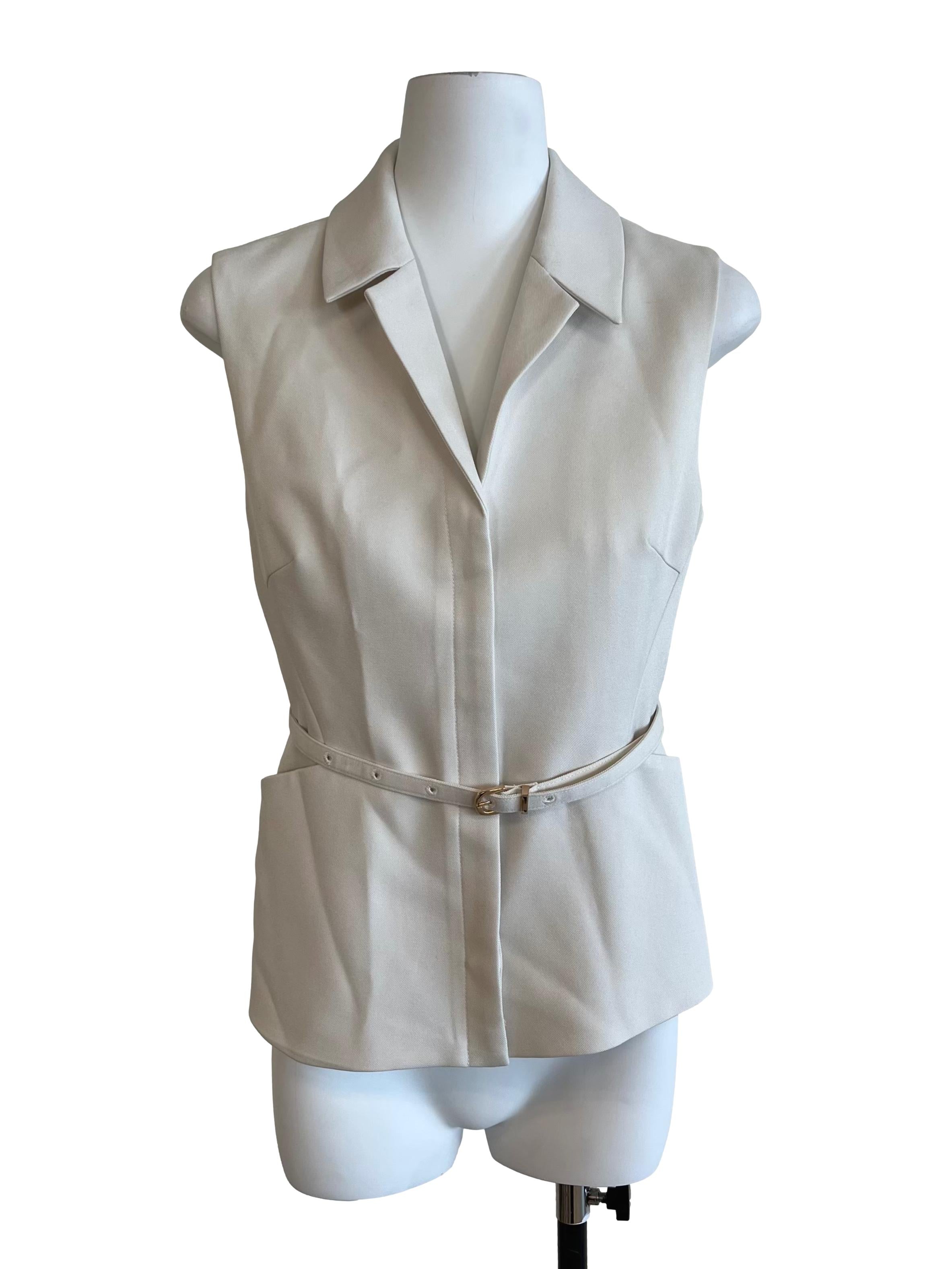 Alabaster White Belted Vest Top