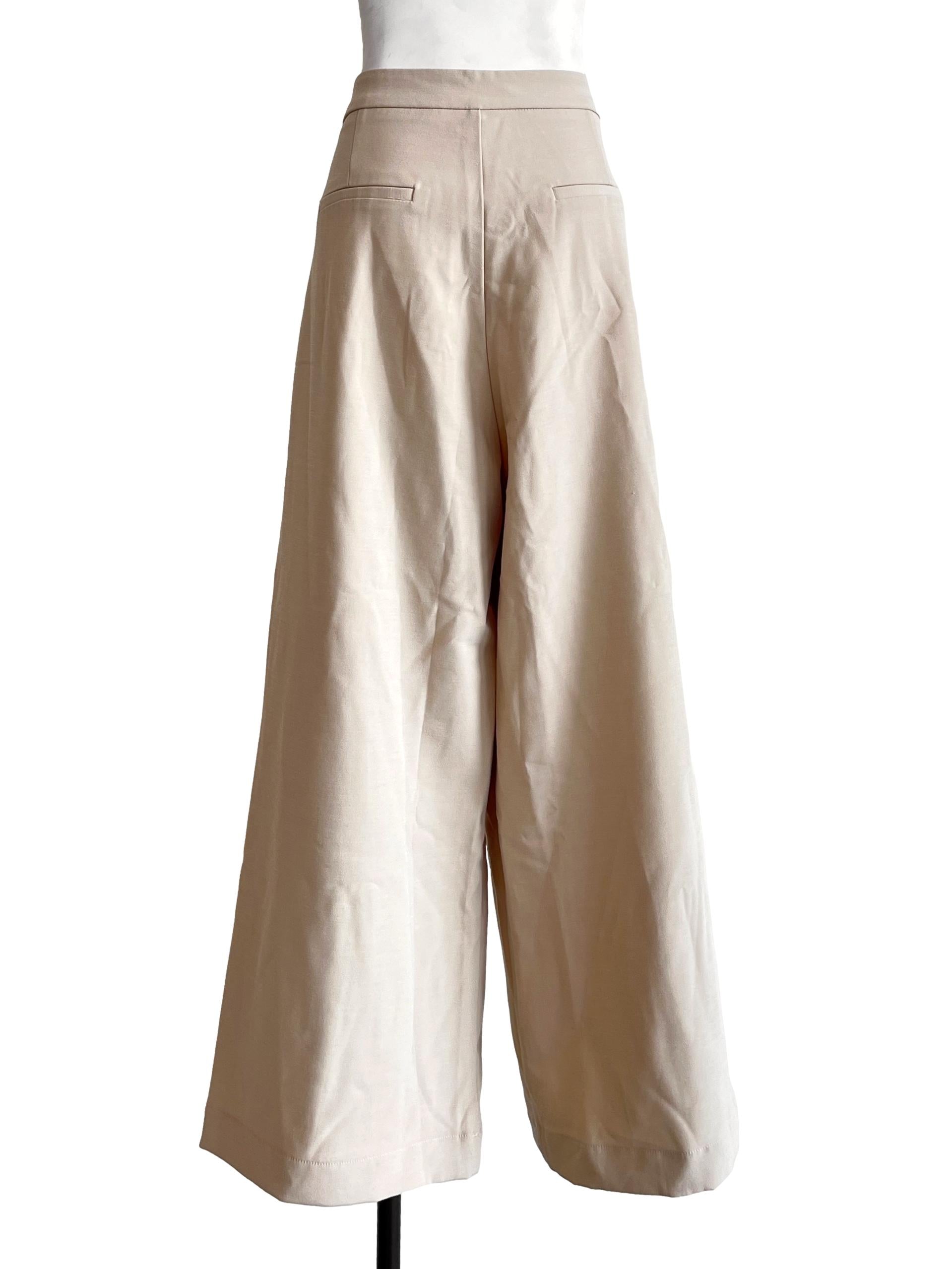 Beige Brown Wide Leg Pants