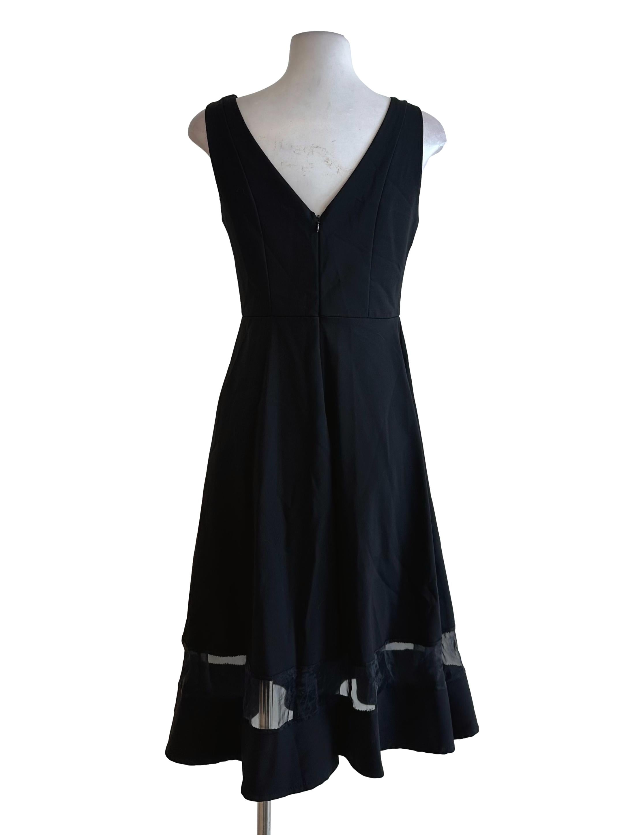 Raven Black V Neck A Line Dress