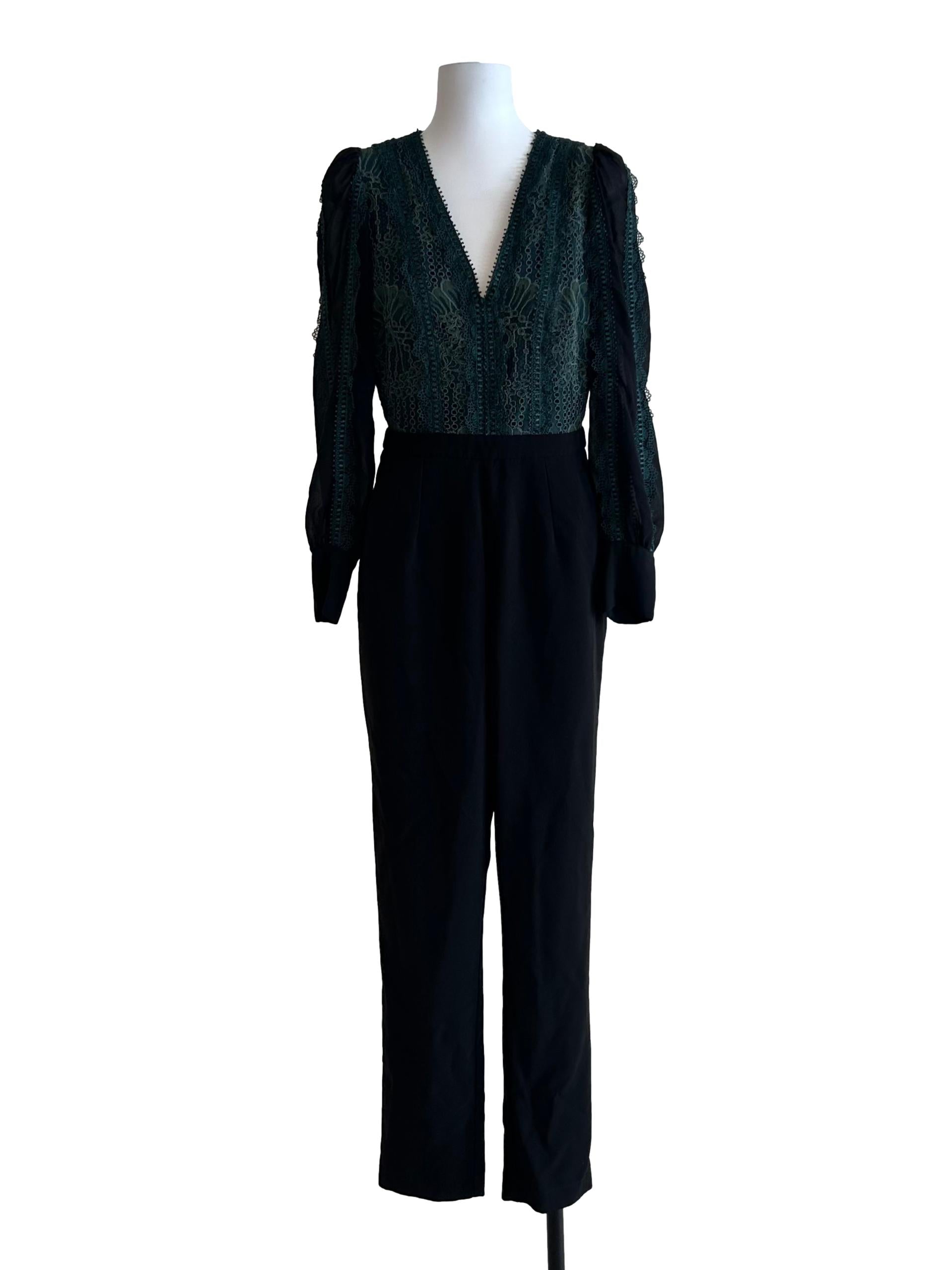 Black And Green Lace Jumpsuit