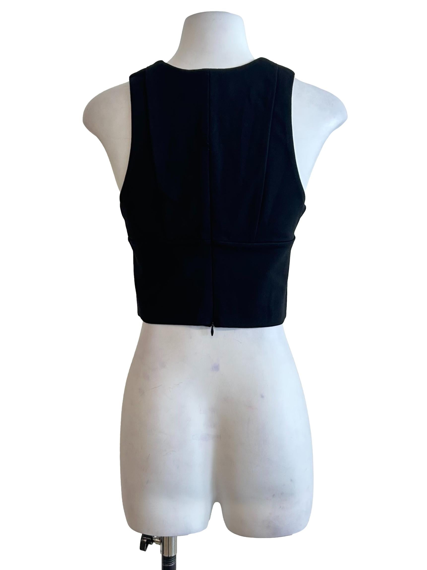 Black Deep V Neck Crop