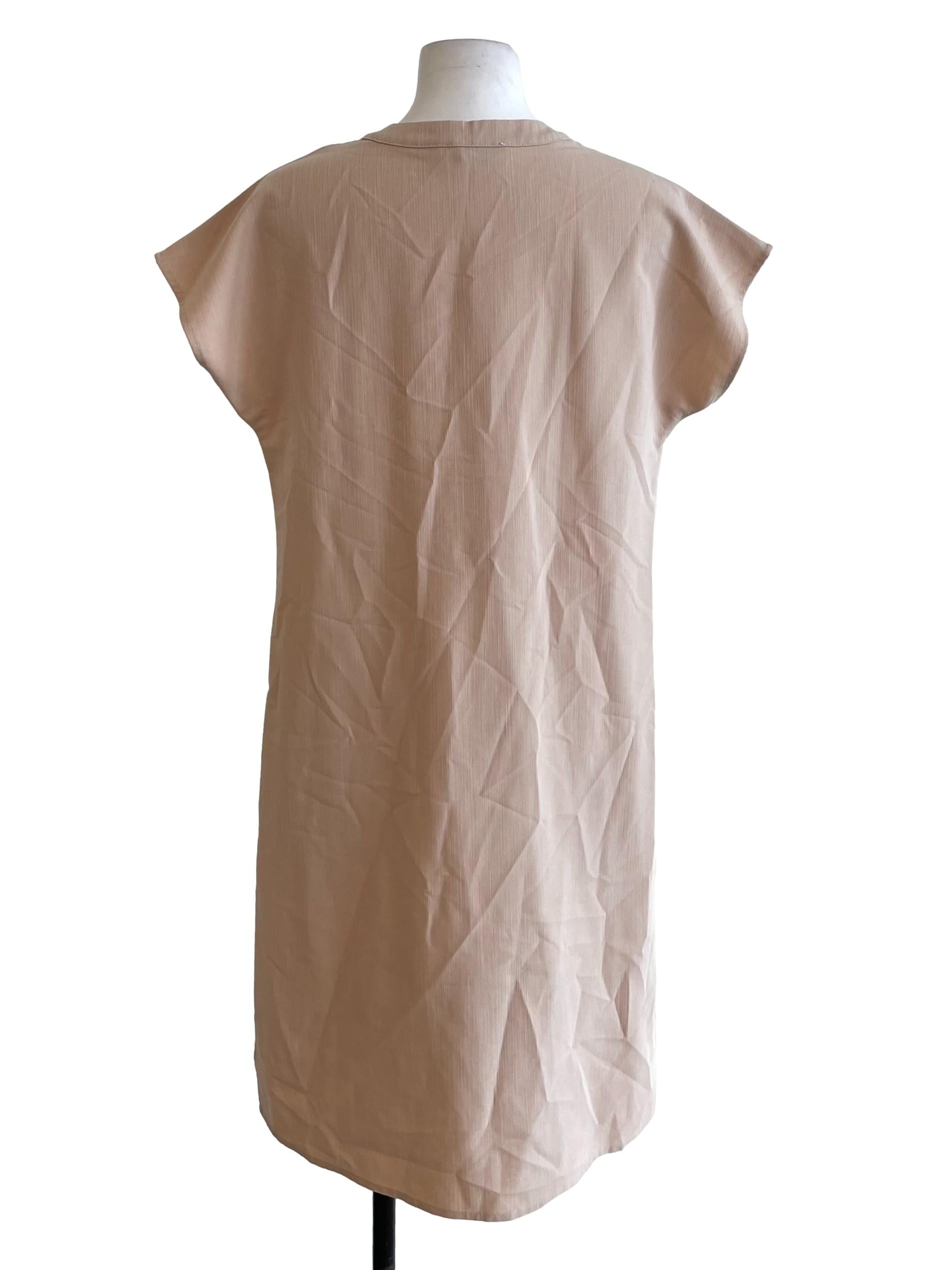 Warm Beige V Neck Dress