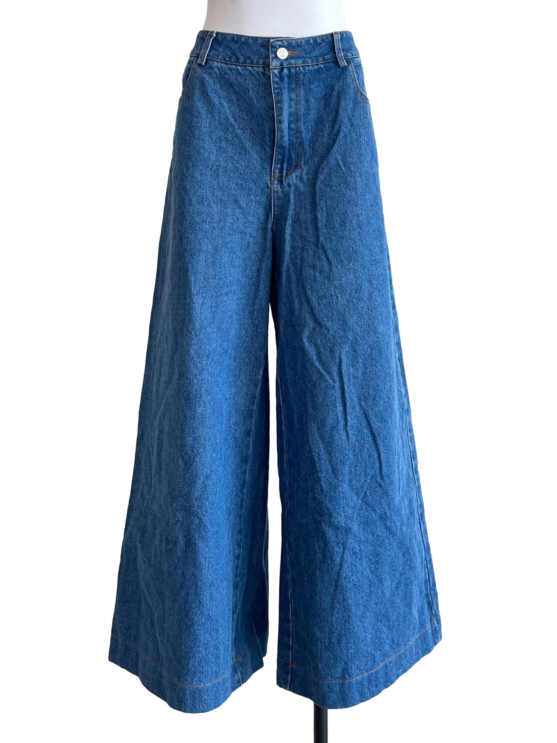 Warm Blue Wide Leg Jeans