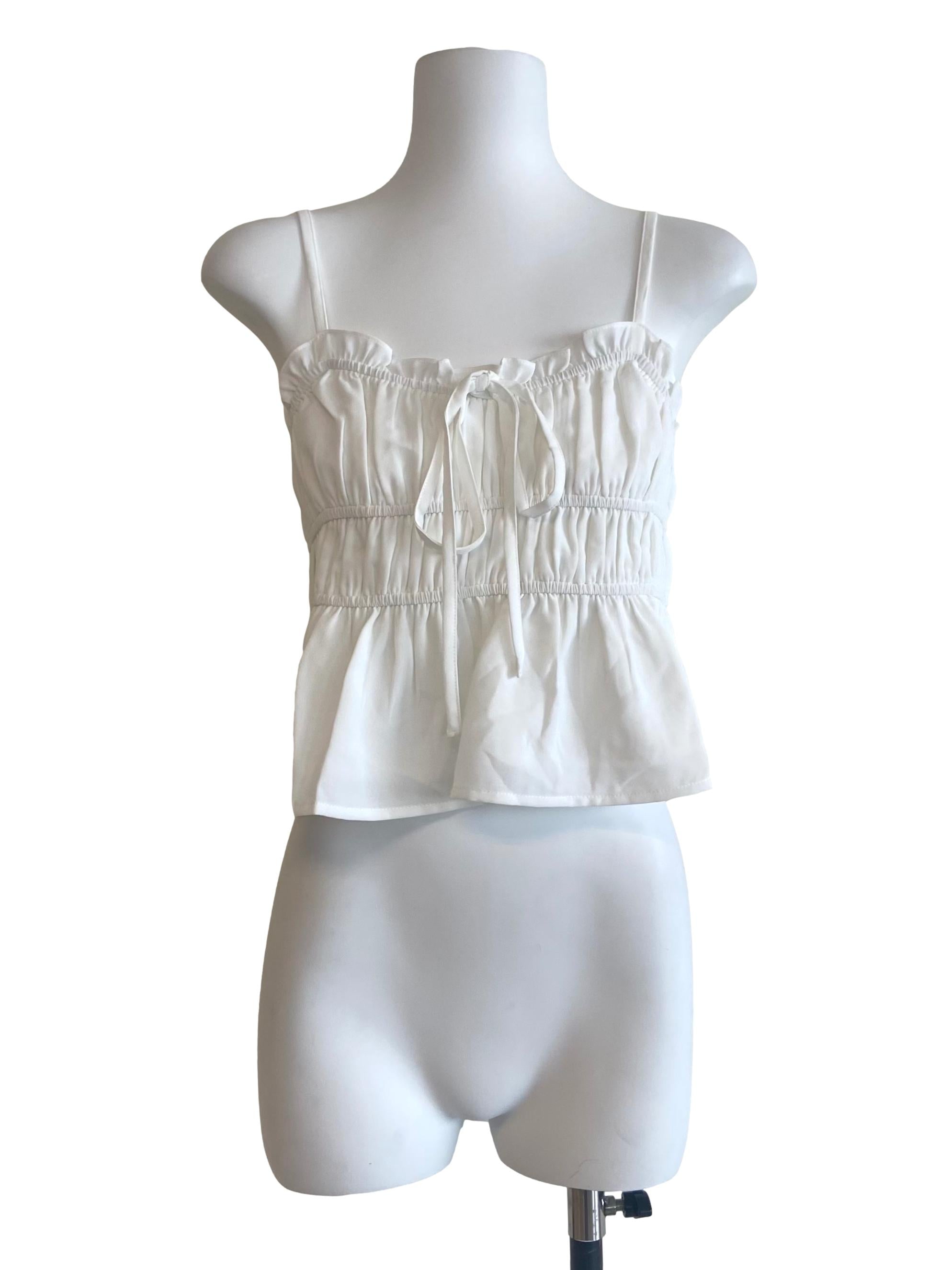 White Spaghetti Straps Pegged Waist Blouse