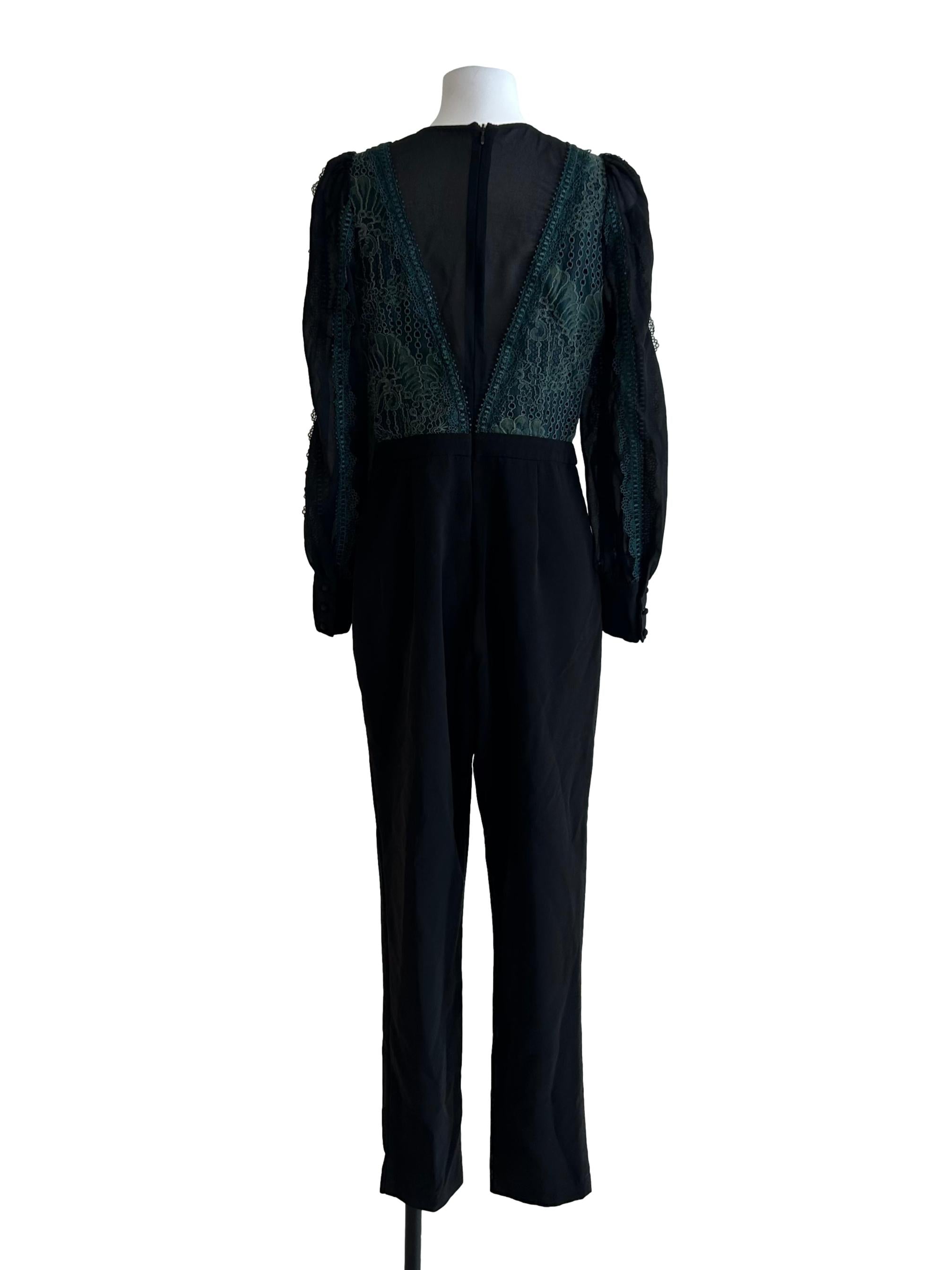 Black And Green Lace Jumpsuit