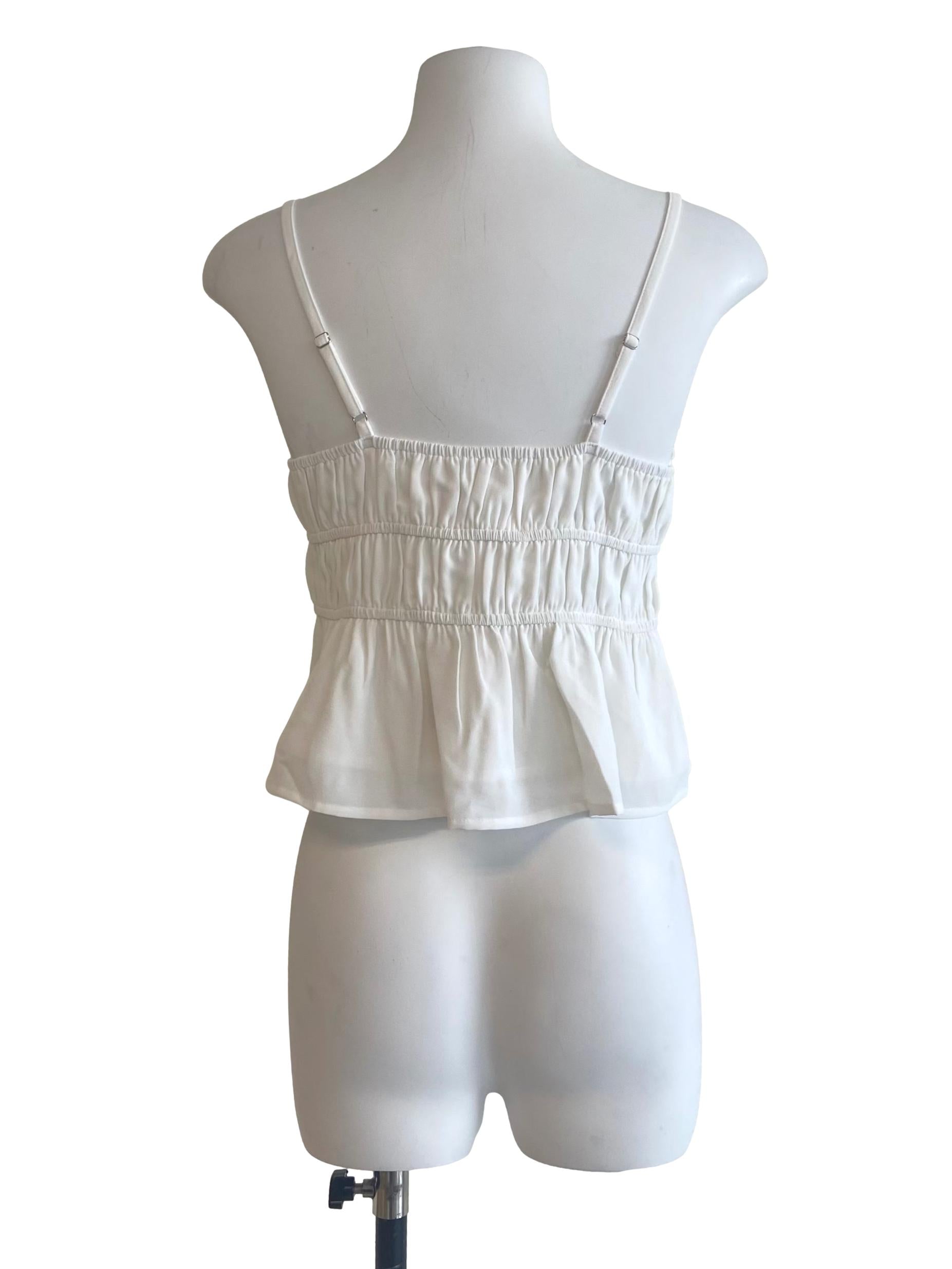 White Spaghetti Straps Pegged Waist Blouse