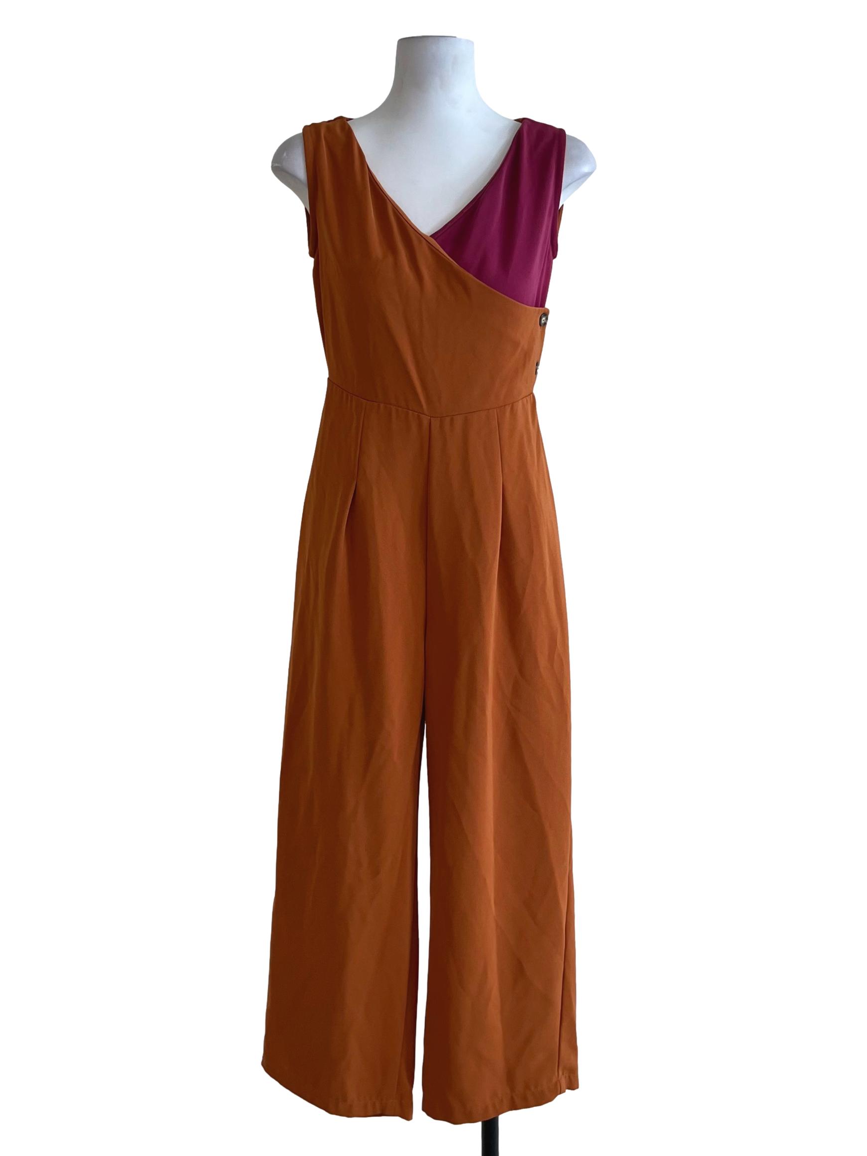 Tawny Brown V-Neck Jumpsuit