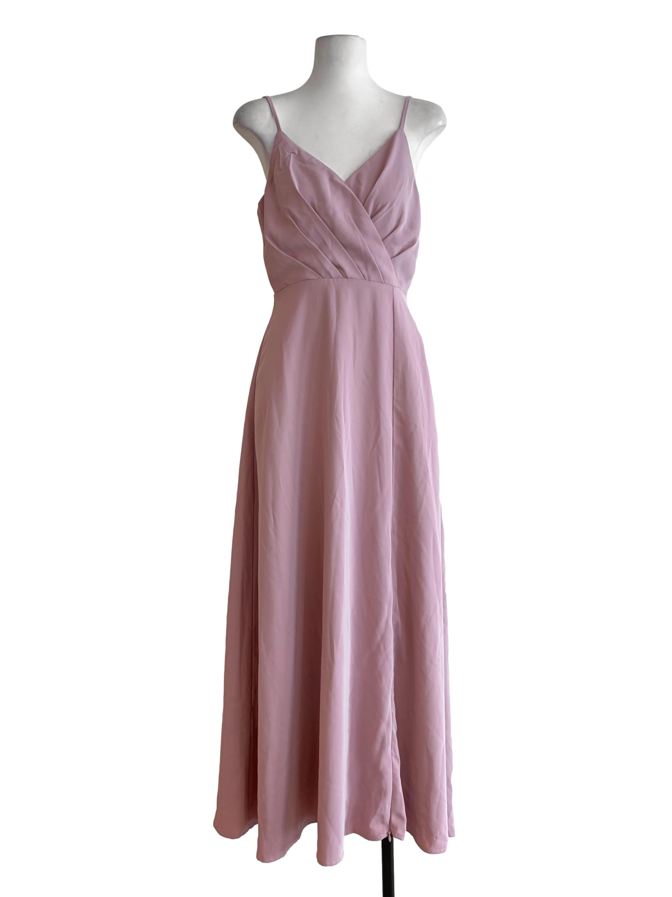 Blush Pink Cross Front Spaghetti Strap Slip Dress