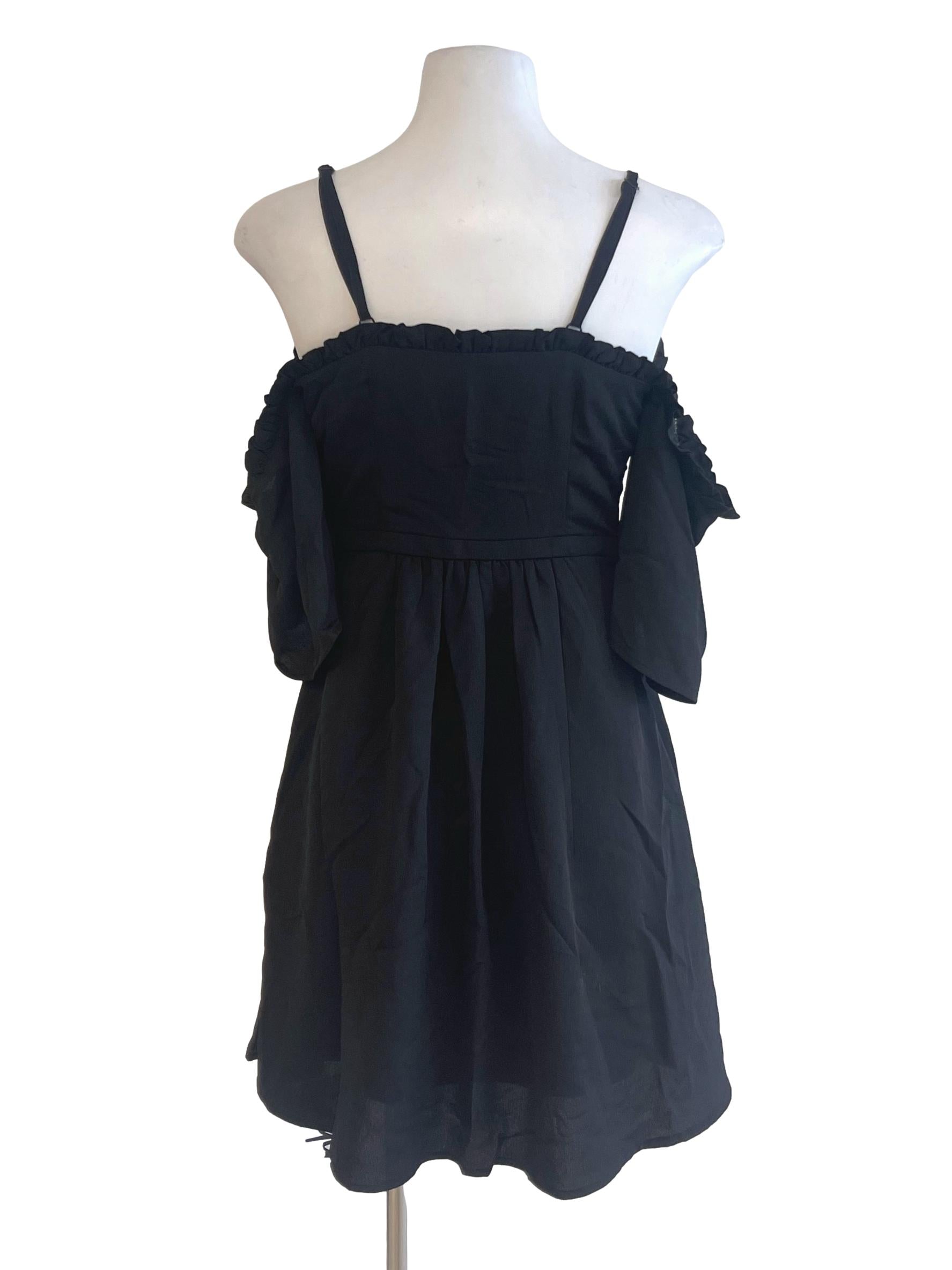 Black Ruffle Strap Off Shoulder Dress