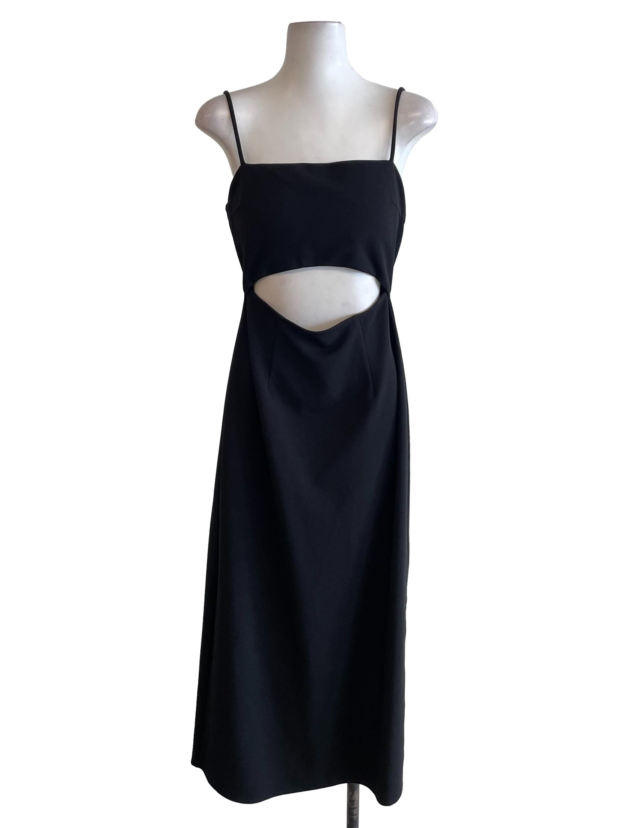 Black Open Waist Slip Dress