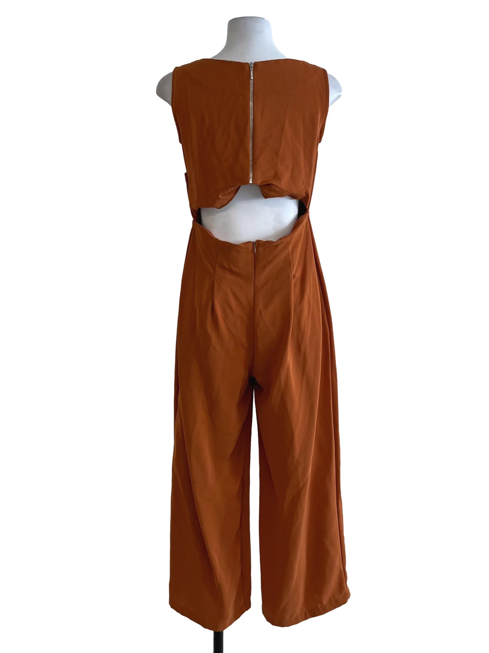 Tawny Brown V-Neck Jumpsuit