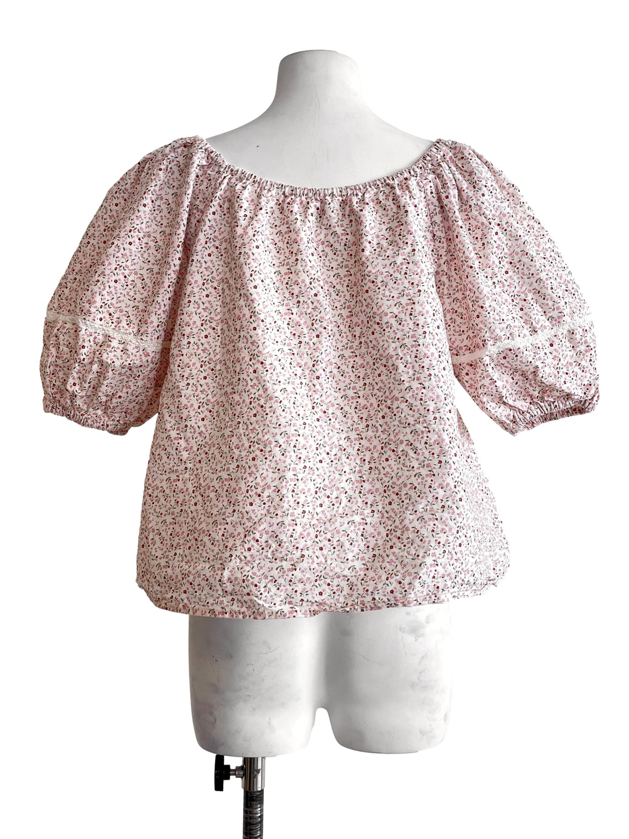 Salmon Pink Puff Sleeve Top