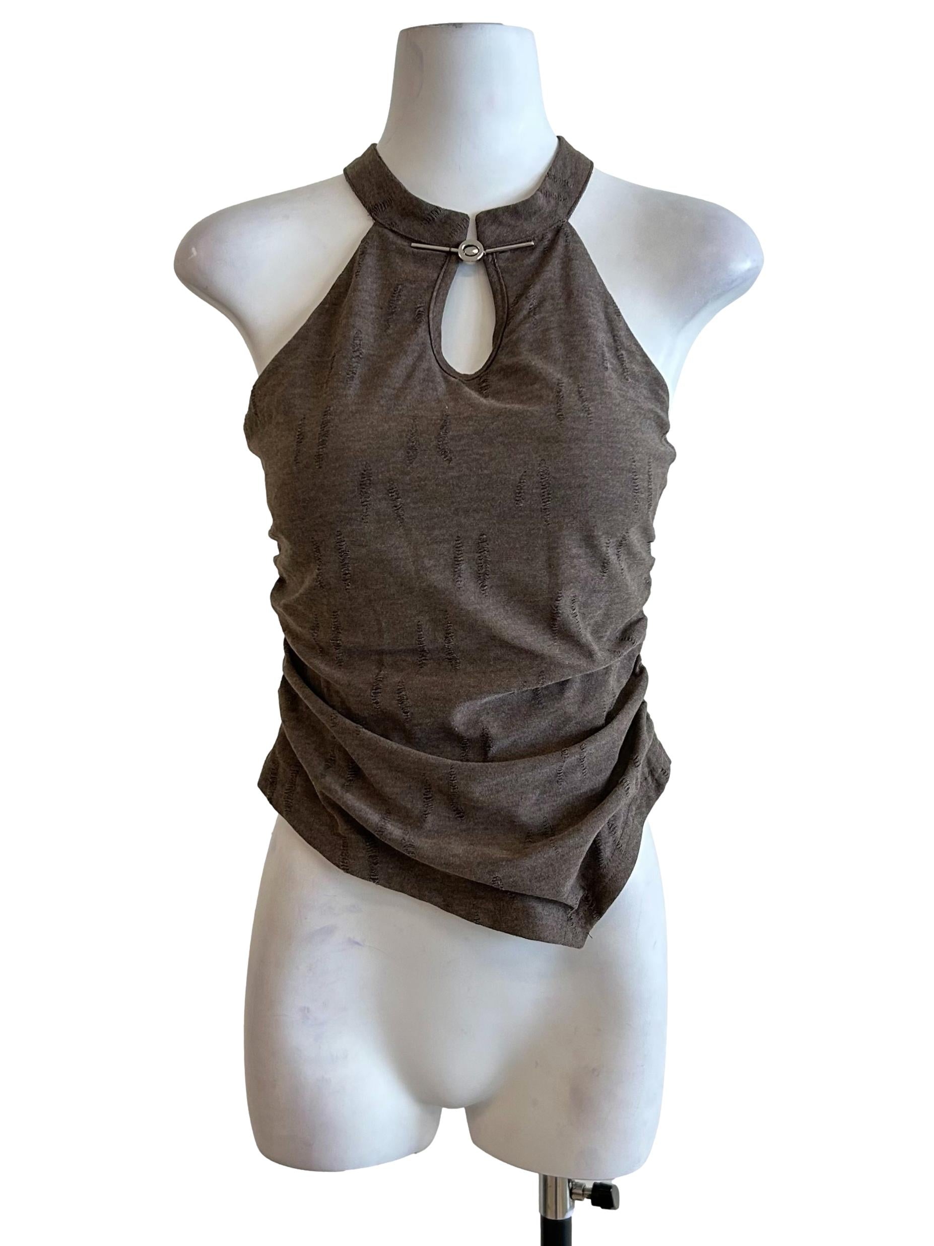 Cedar Brown Metal Detail Halter Top