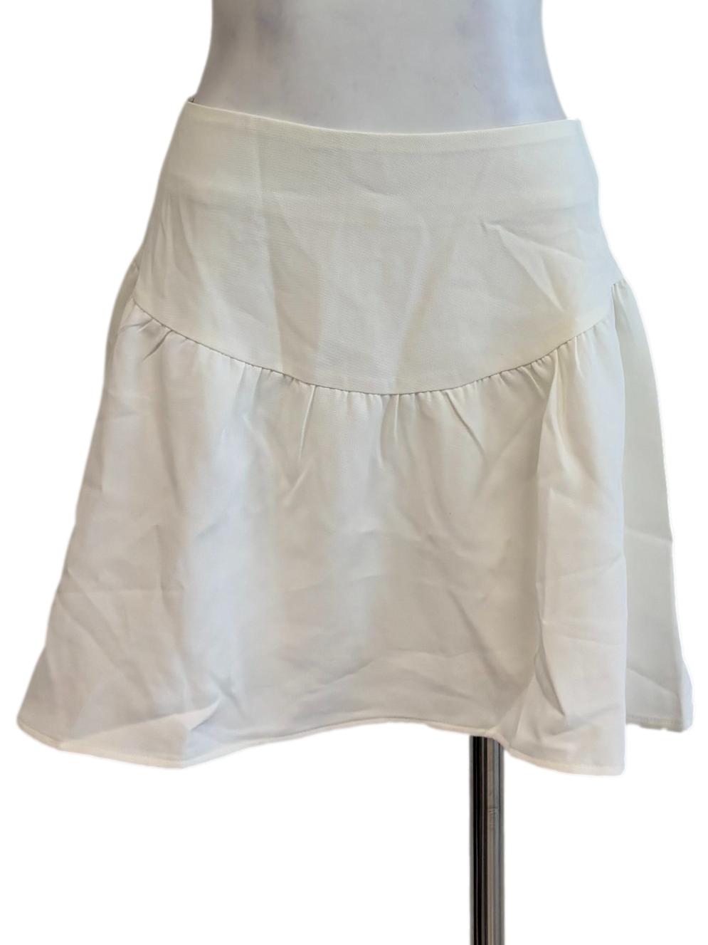 Pearl White Flare Mini Skirt