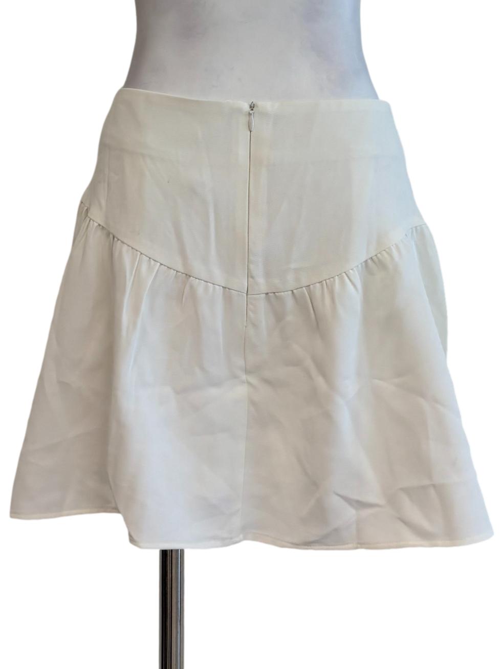 Pearl White Flare Mini Skirt