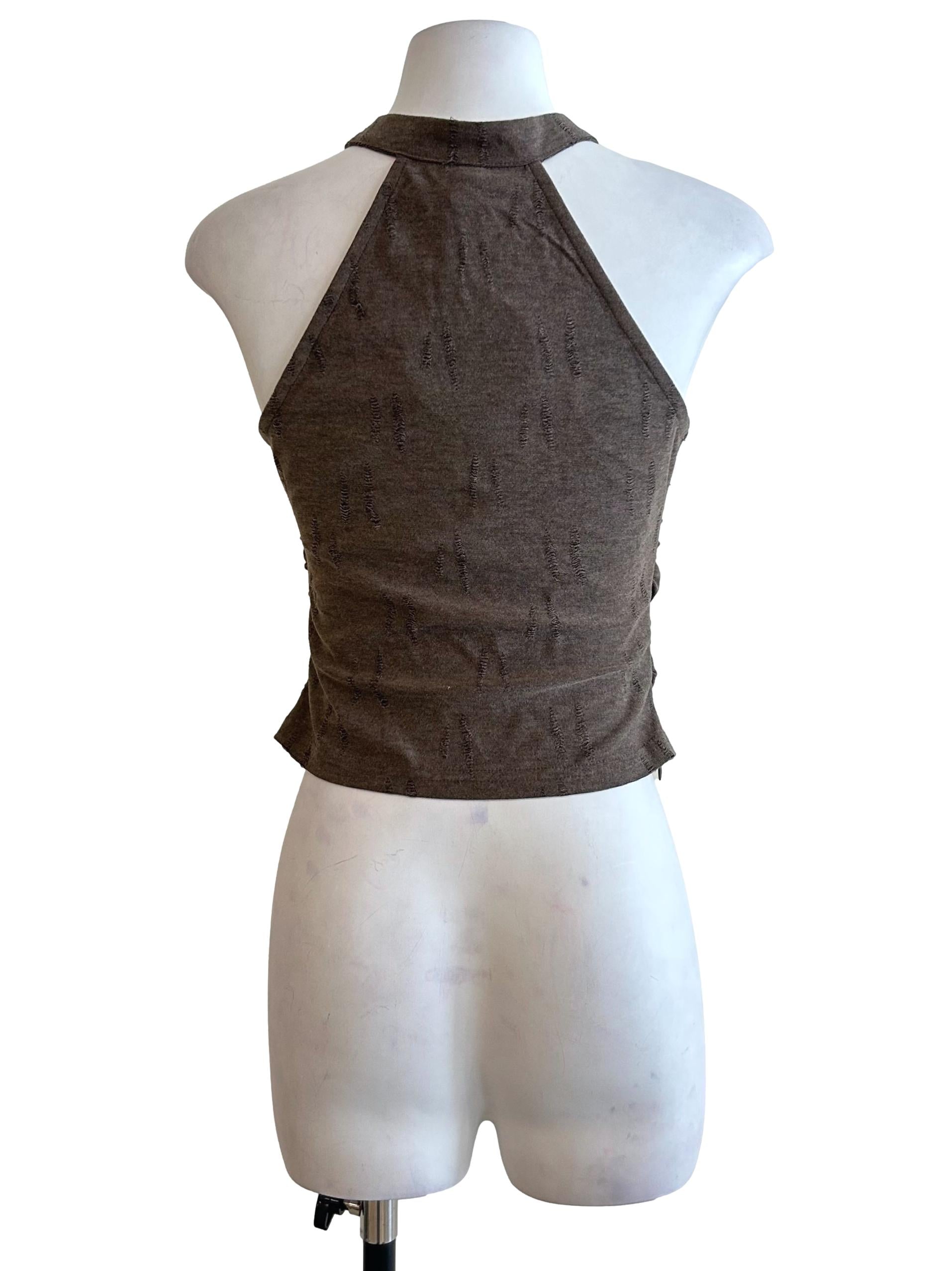 Cedar Brown Metal Detail Halter Top
