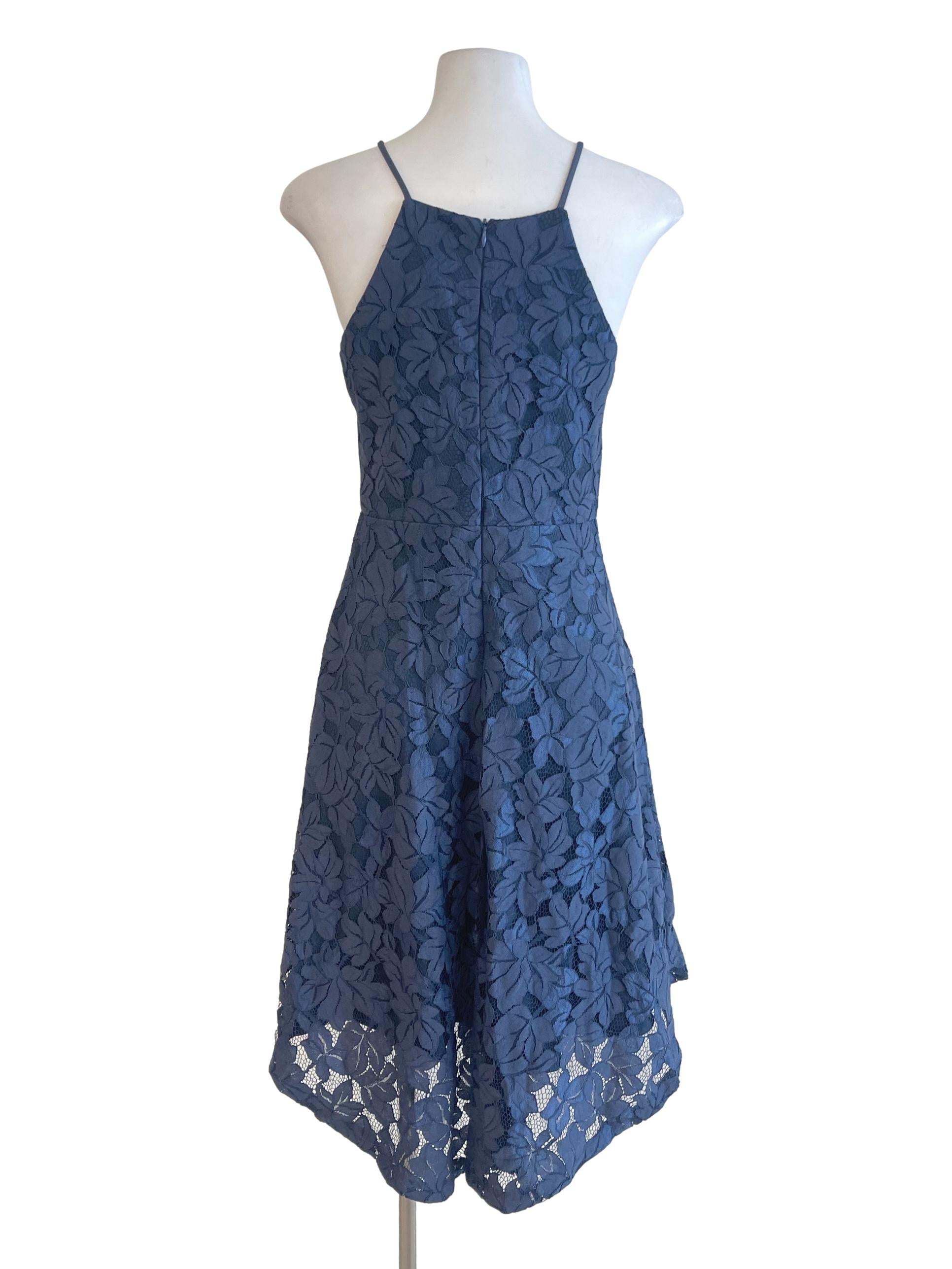 Blue Admiral Lace Halter Neck Pleated Dress