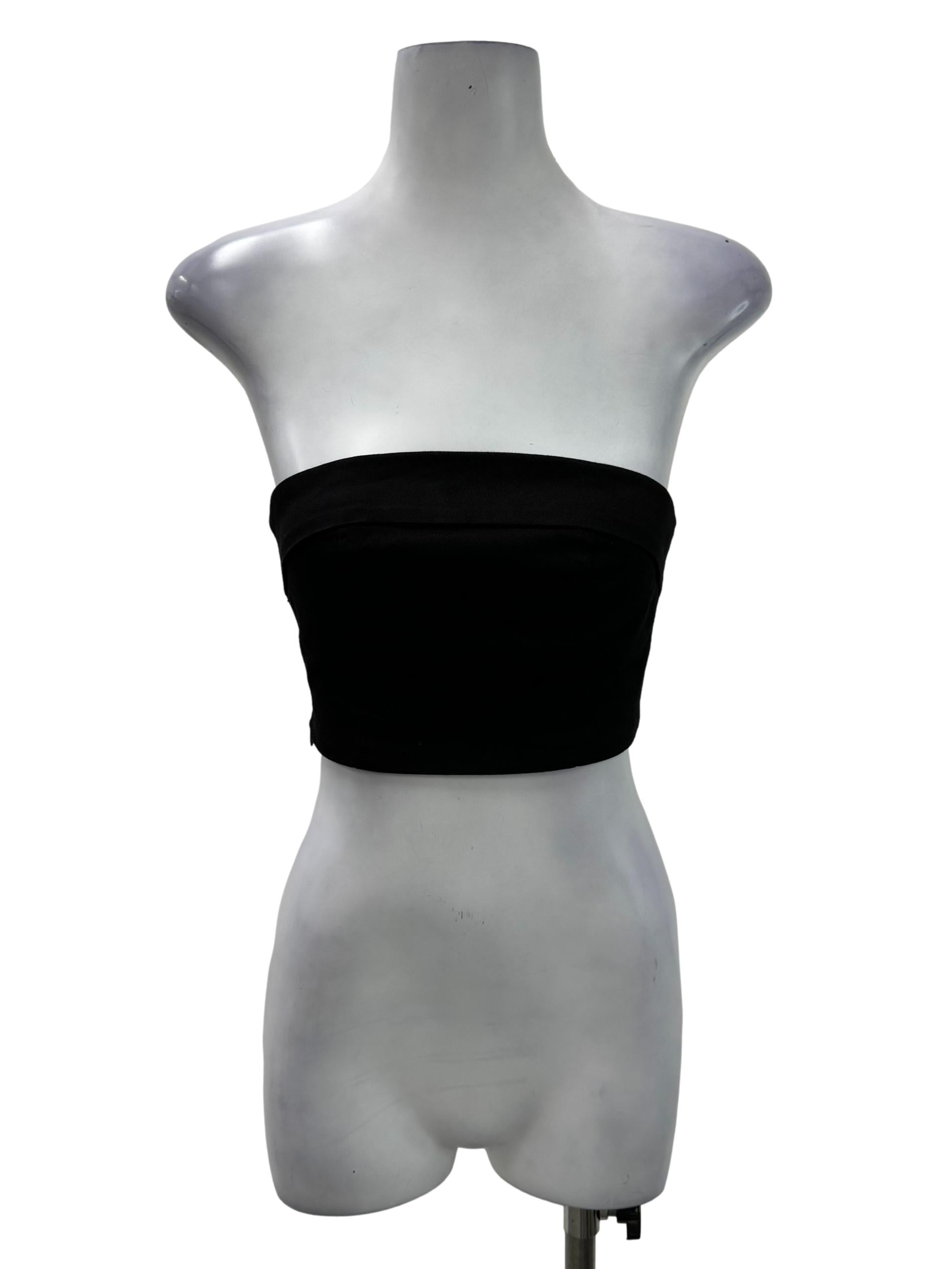 Black Cropped Strapless Top