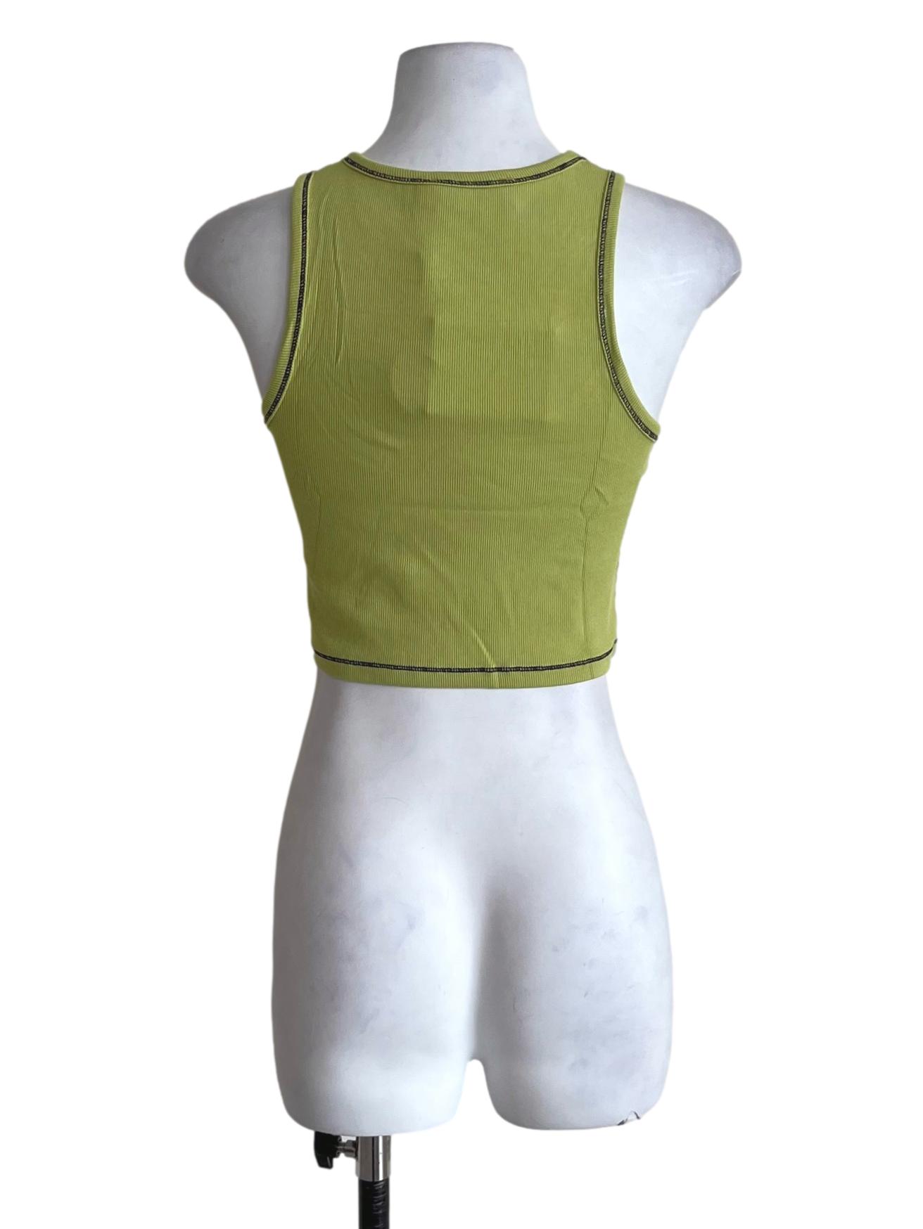 Green Cherry Contrast Racercut Top