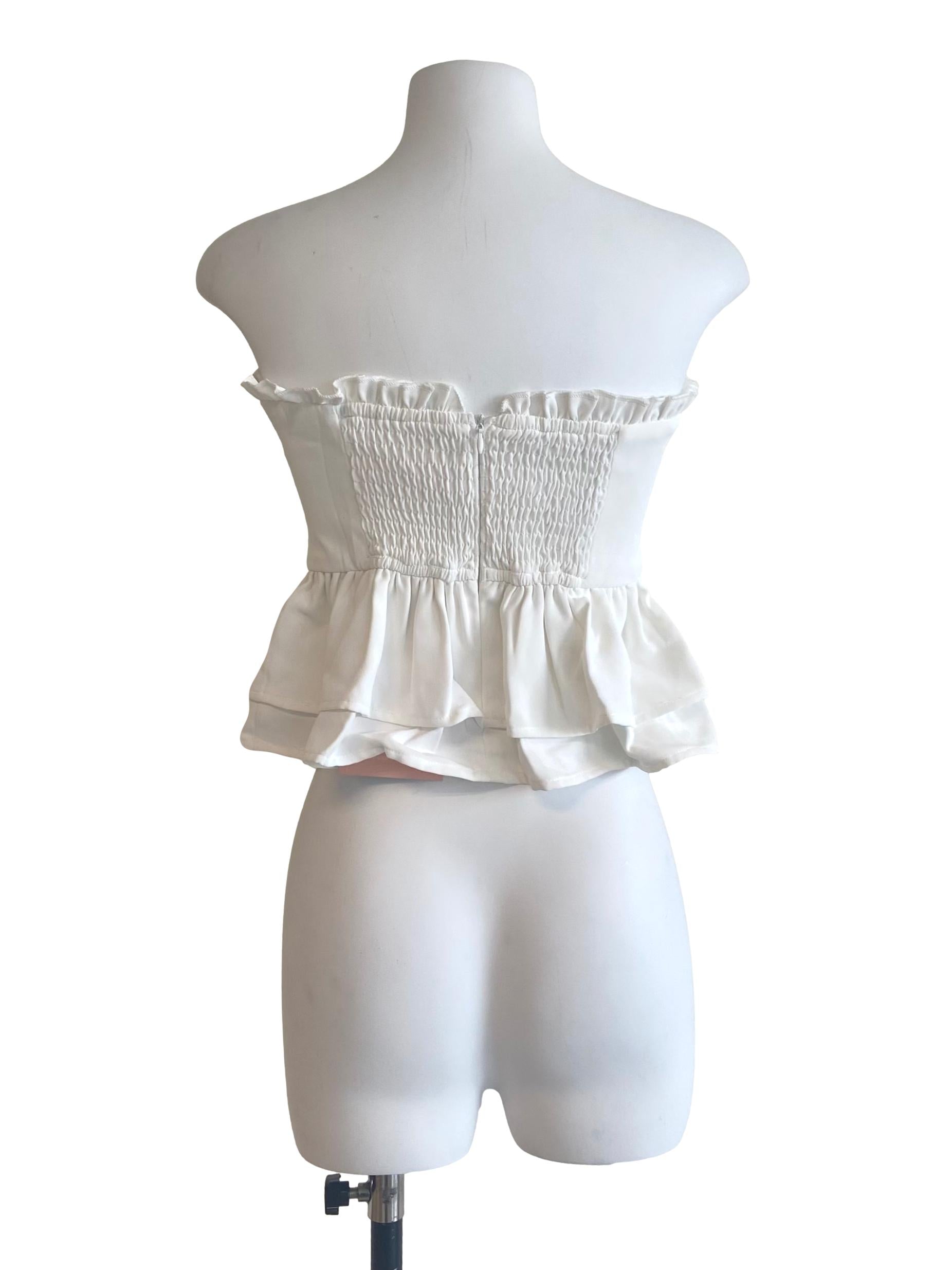 White Strapless Layered Top