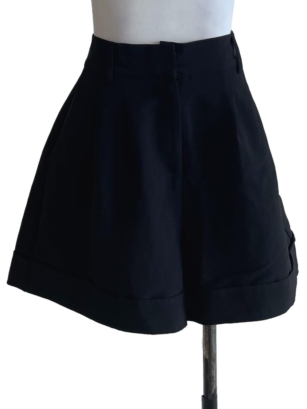 Black Folded Hem Shorts
