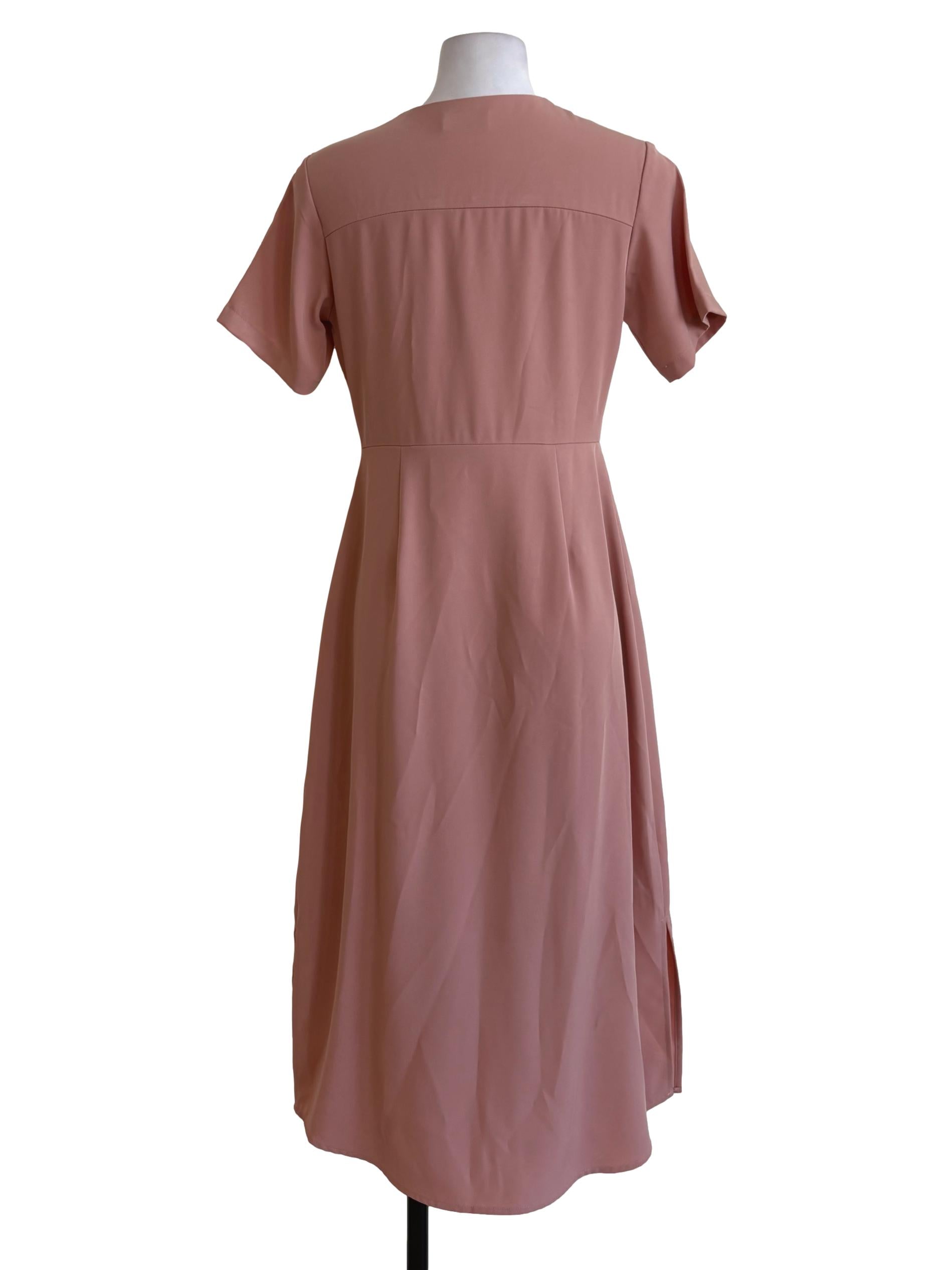 Salmon Pink Buttoned A-Line Dress TCL
