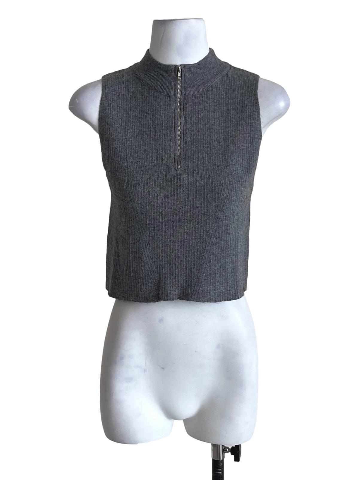 Grey Ophir Zip Up Knit Top