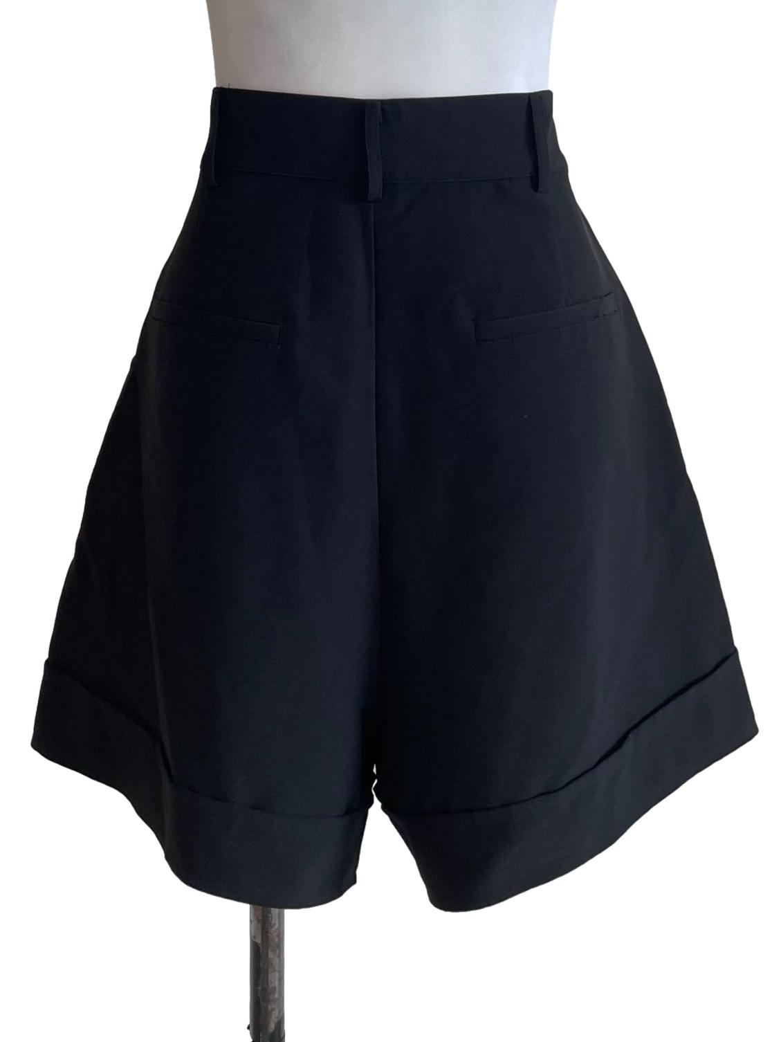 Black Folded Hem Shorts