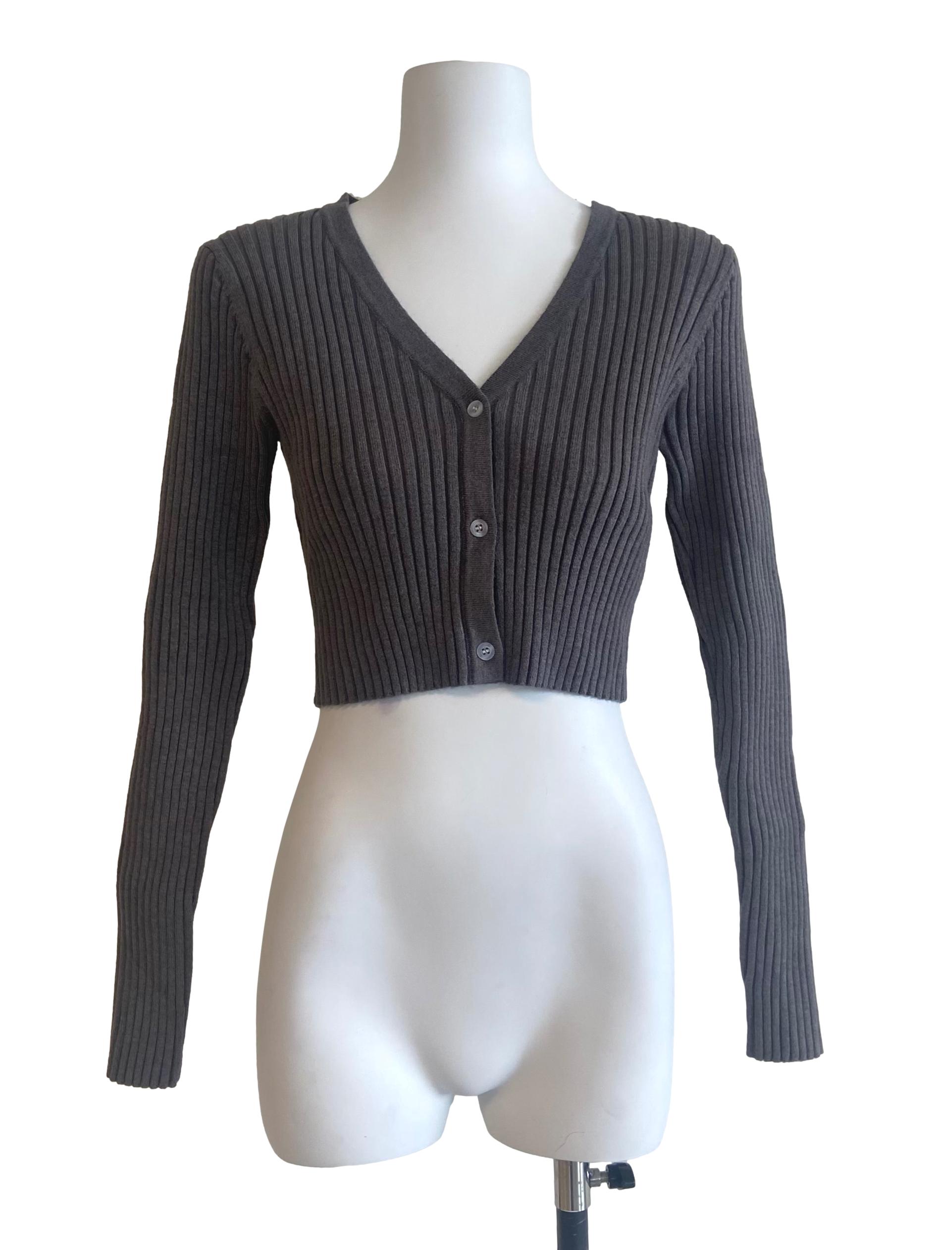 Dove Grey Pencil Stripe Button Down Cardigan