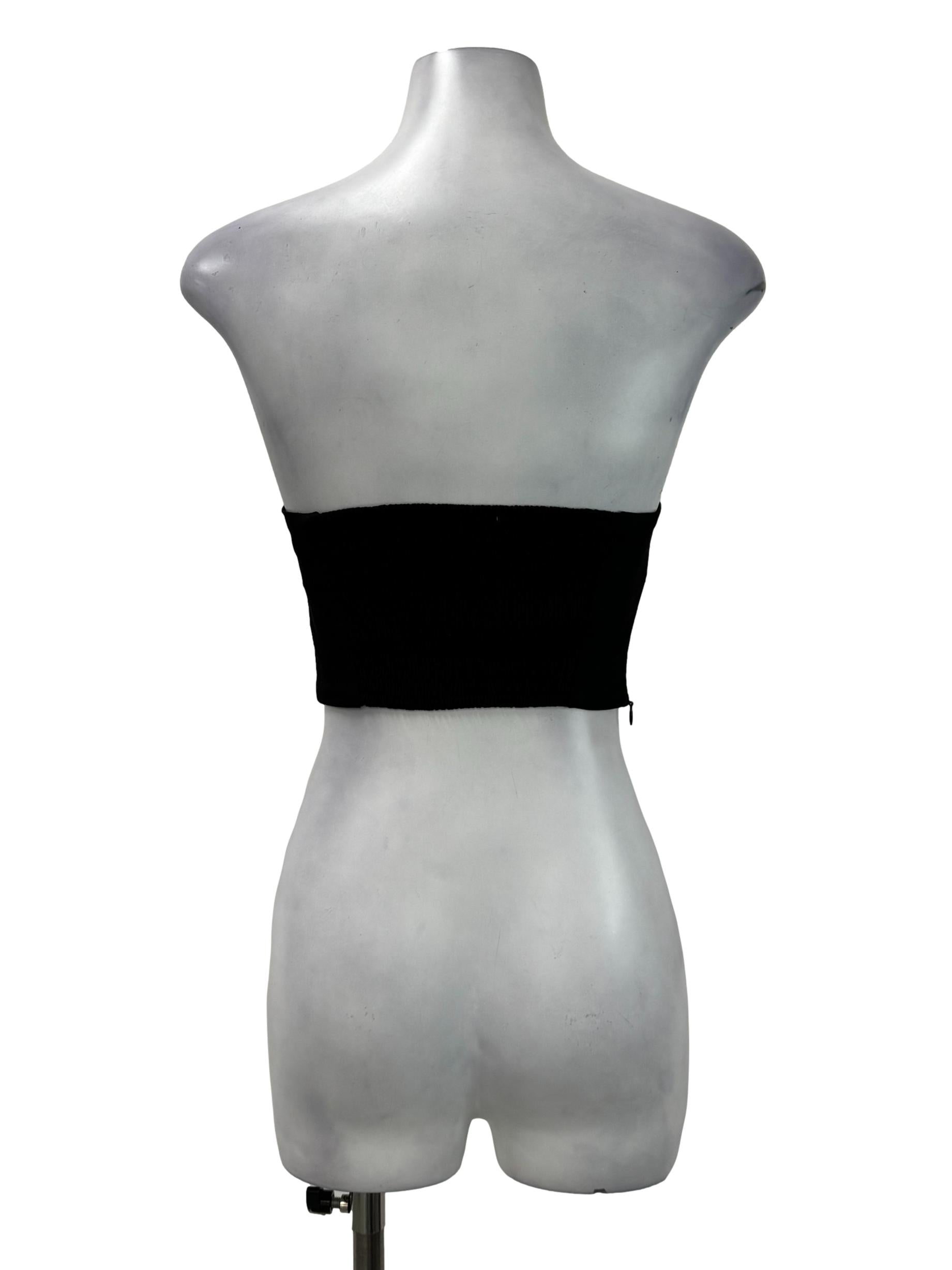 Black Cropped Strapless Top