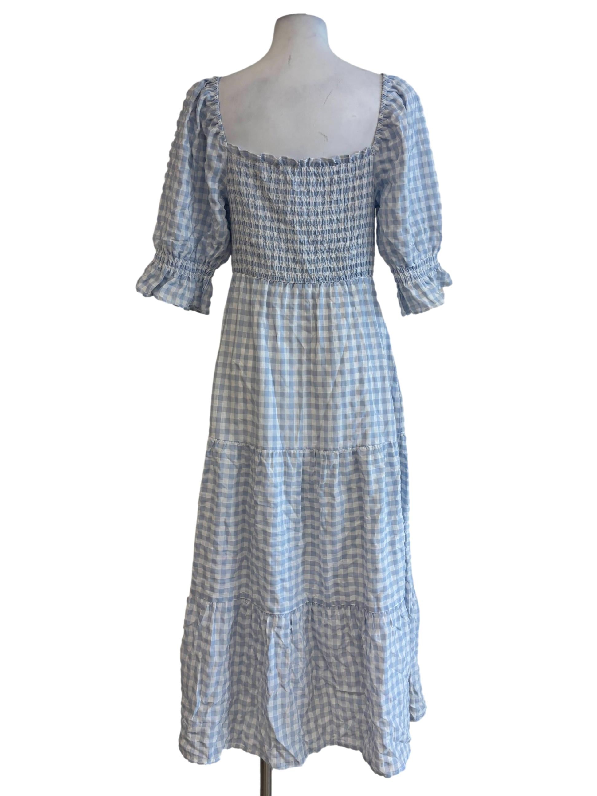 Baby Blue Checkered Cotton Dress