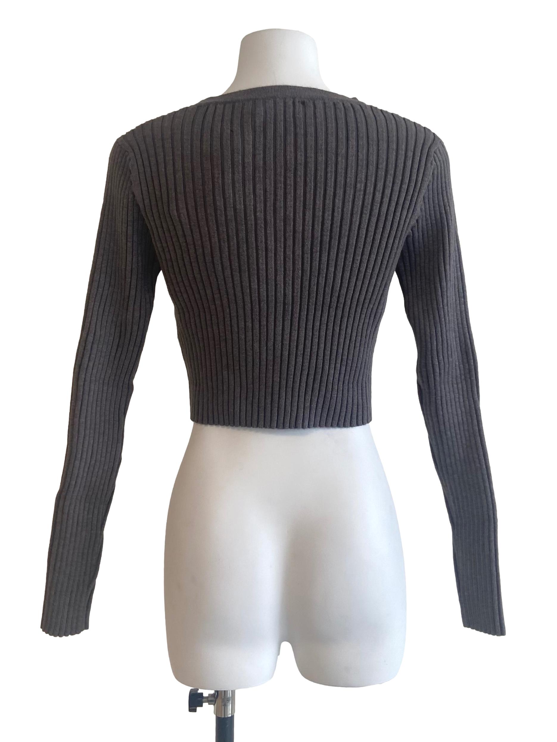 Dove Grey Pencil Stripe Button Down Cardigan