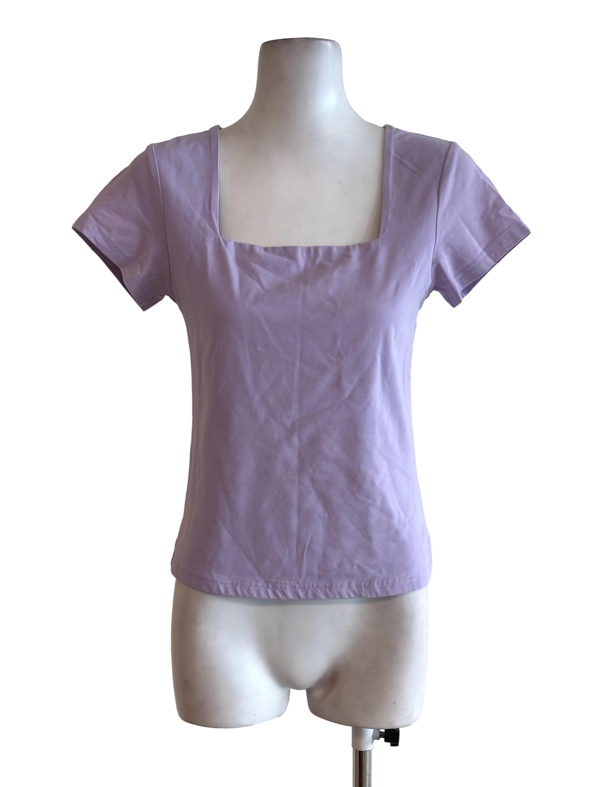 Lavender Purple Square Neck Top
