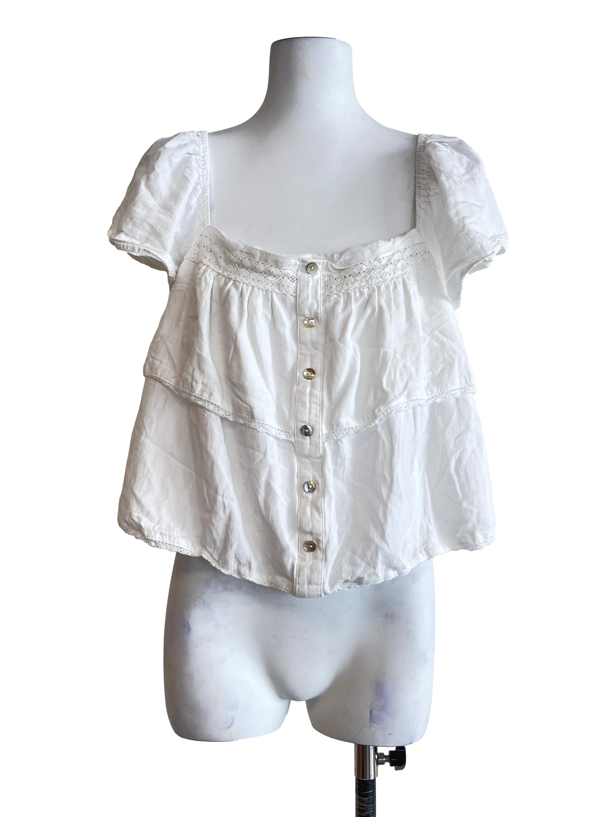 Off White Square Short Sleeve Top
