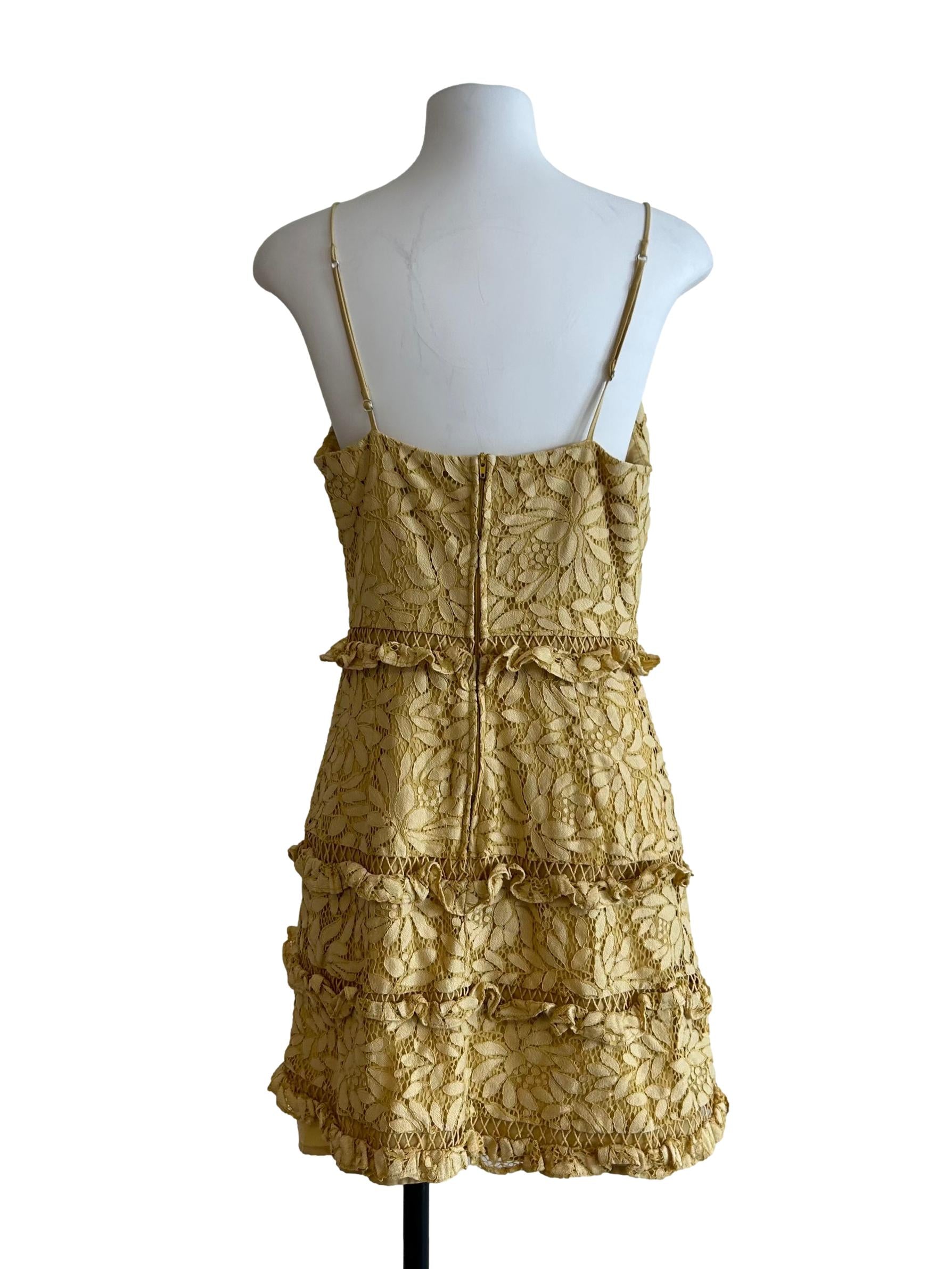 Butter Yellow Lace Tiered Dress
