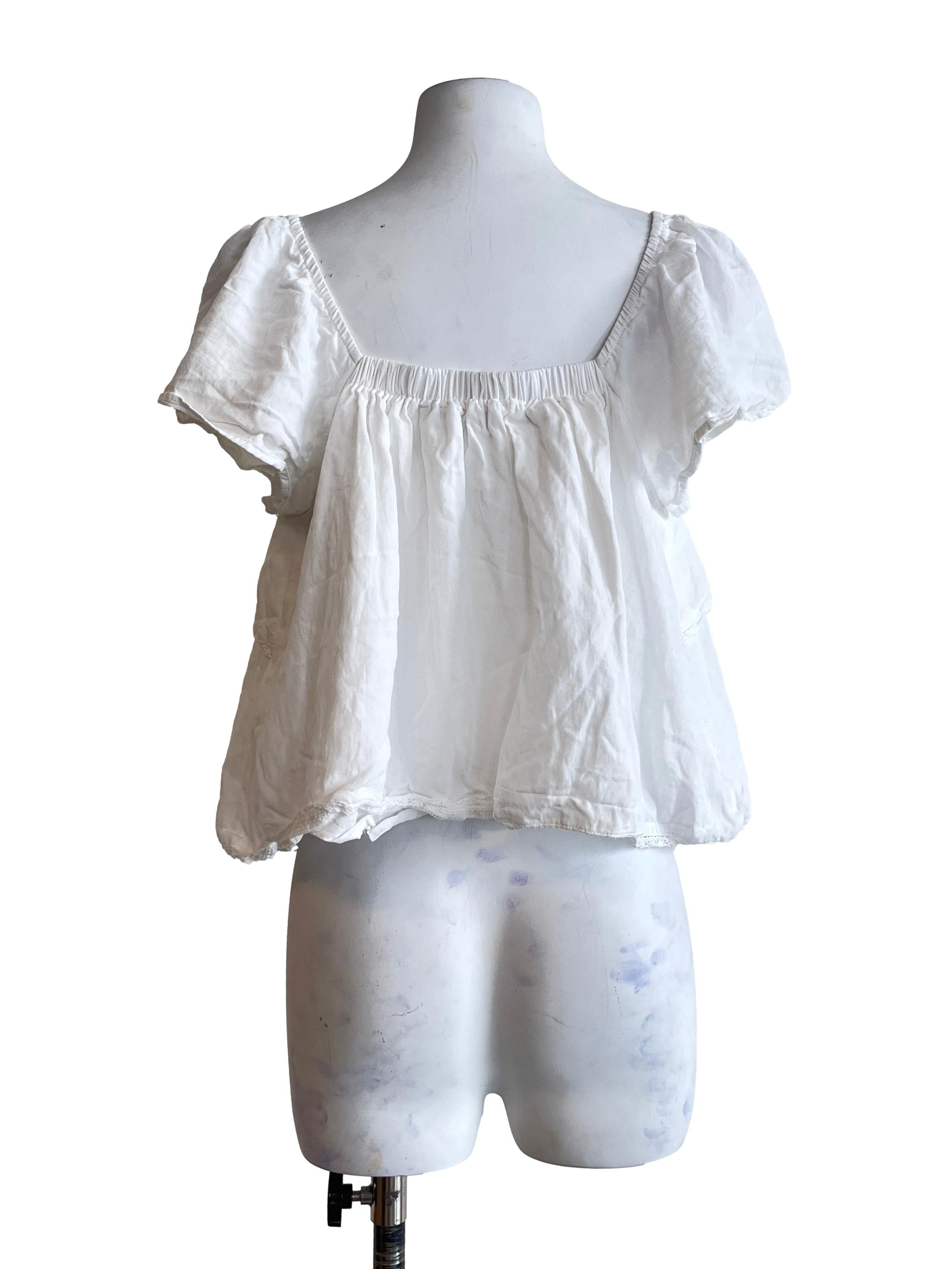 Off White Square Short Sleeve Top